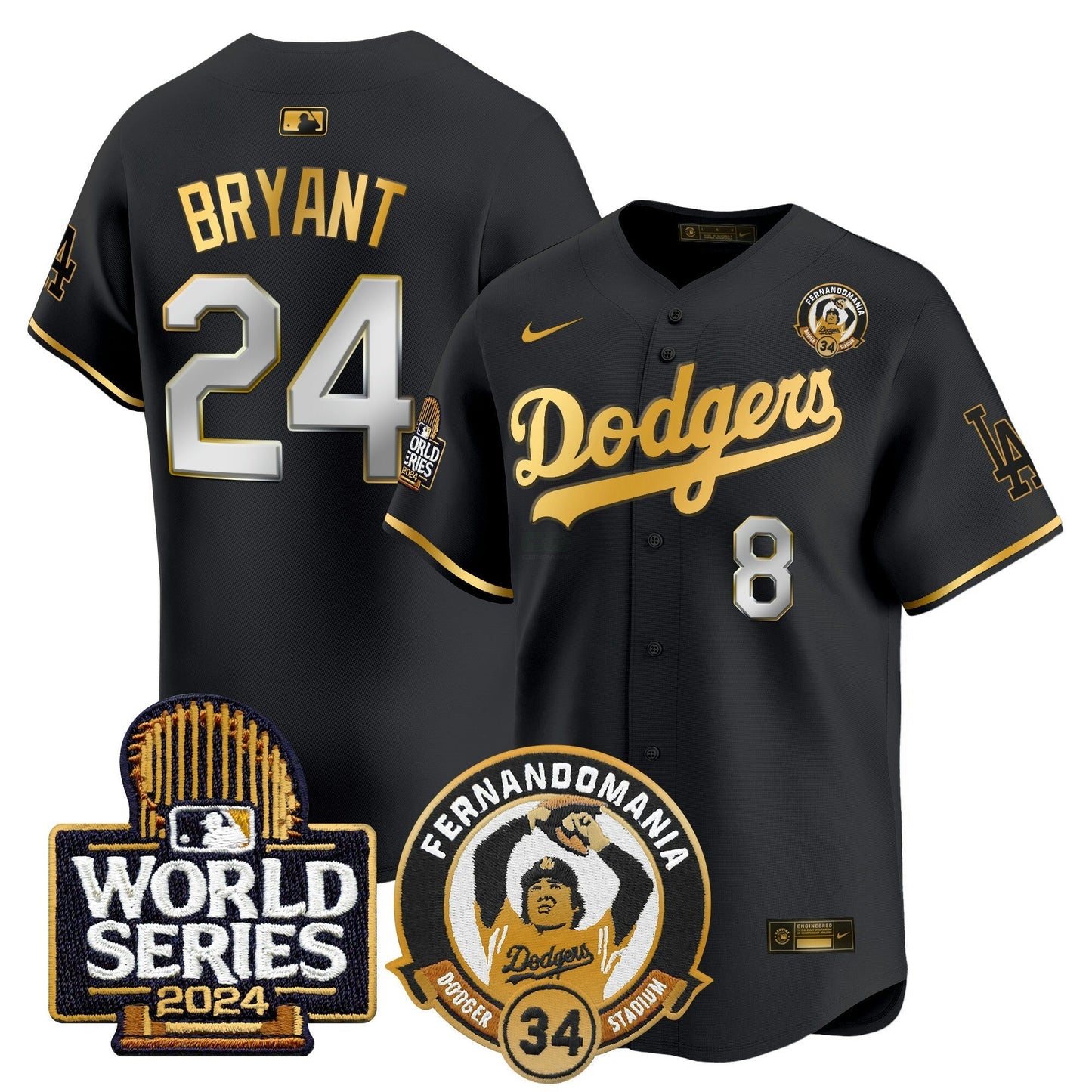 Camisa MLB Men’s Fernando Valenzuela & 2024 World Series Patch Vapor Premier Limited Jersey