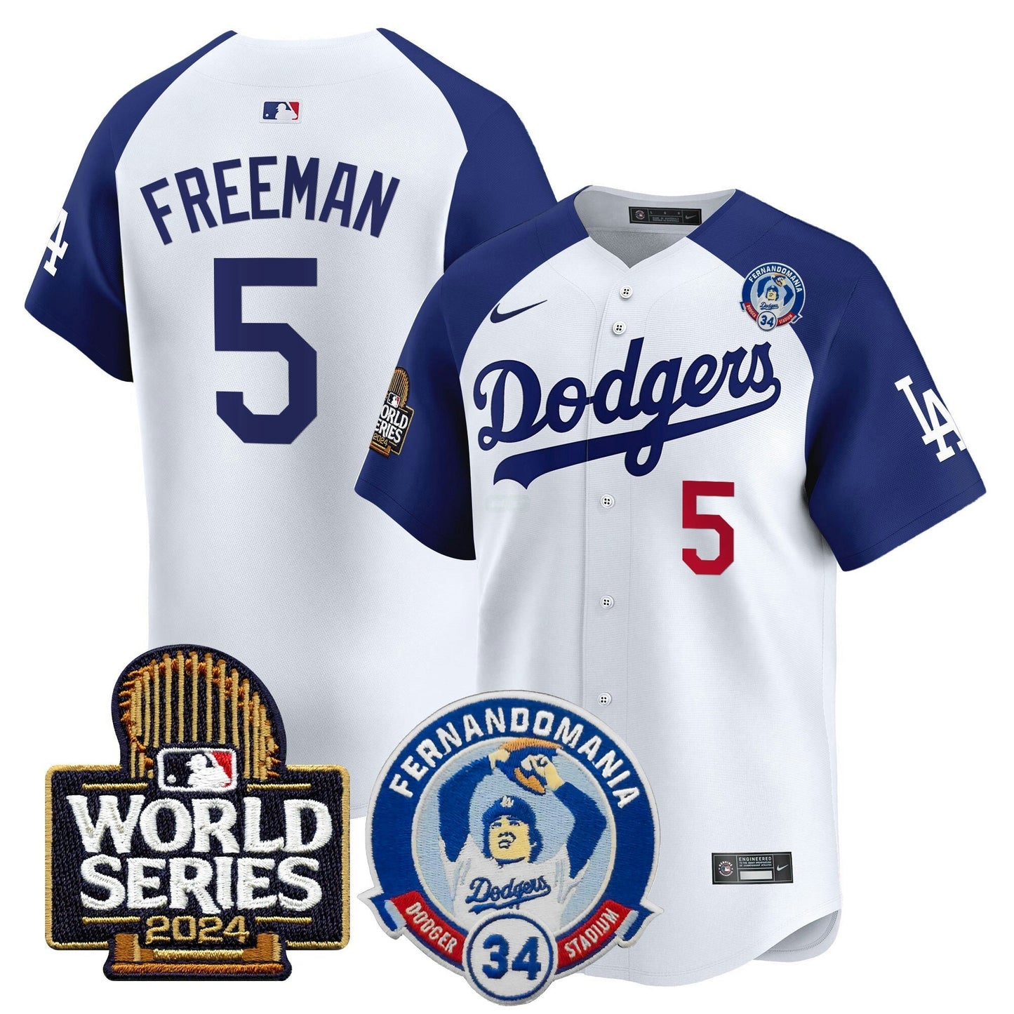 Camisa MLB Men’s Fernando Valenzuela & 2024 World Series Patch Vapor Premier Limited Jersey V3