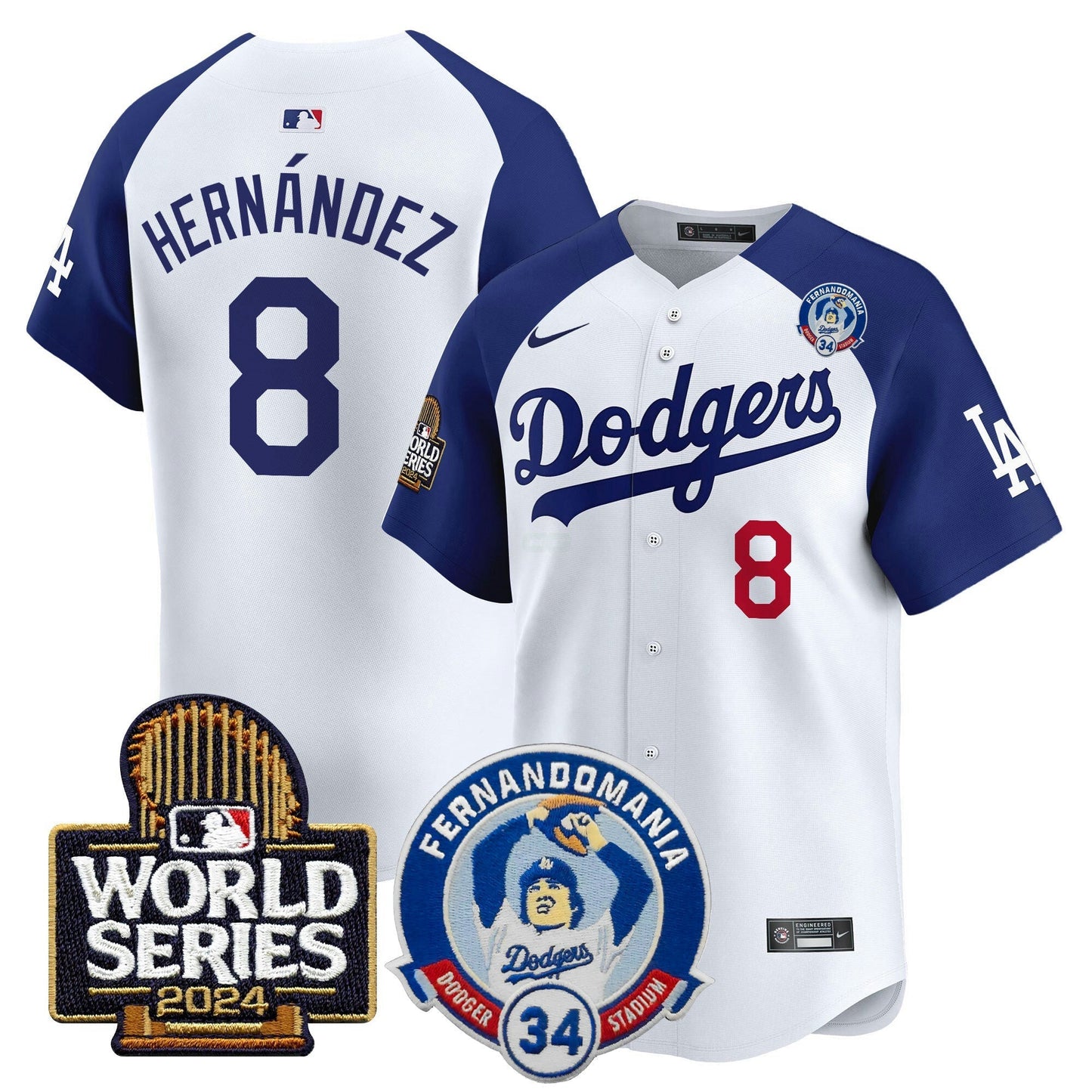 Camisa MLB Men’s Fernando Valenzuela & 2024 World Series Patch Vapor Premier Limited Jersey V3