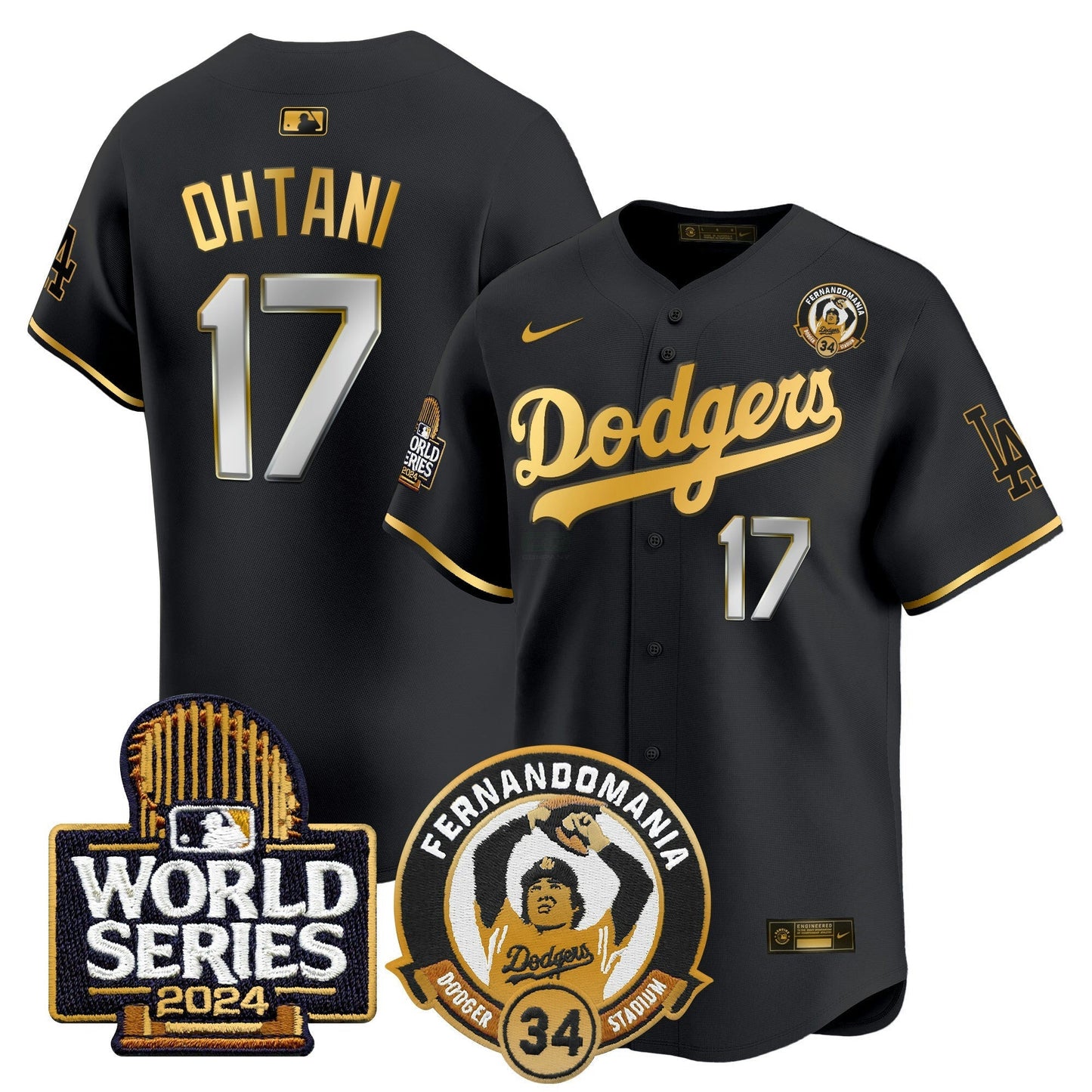 Camisa MLB Men’s Fernando Valenzuela & 2024 World Series Patch Vapor Premier Limited Jersey