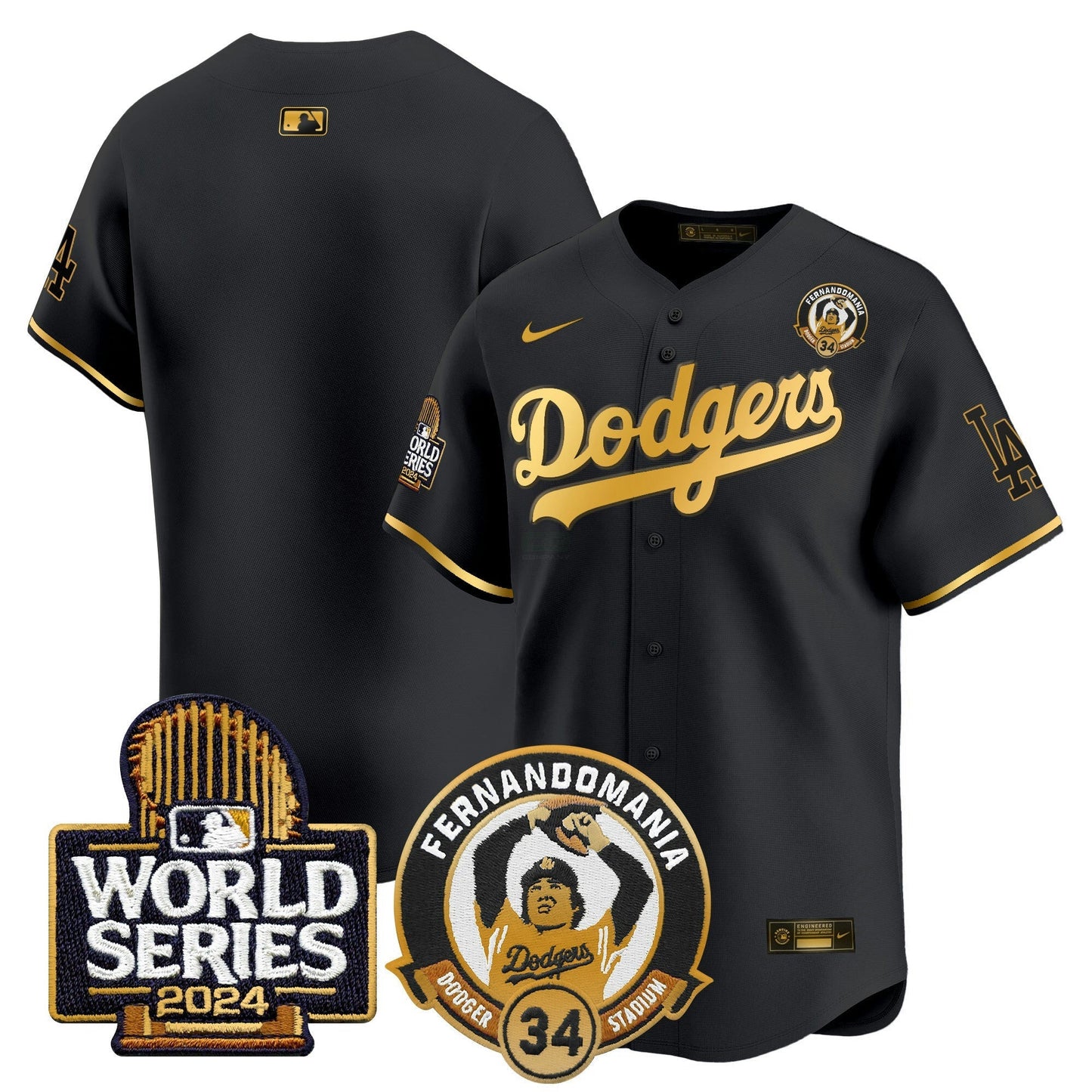 Camisa MLB Men’s Fernando Valenzuela & 2024 World Series Patch Vapor Premier Limited Jersey