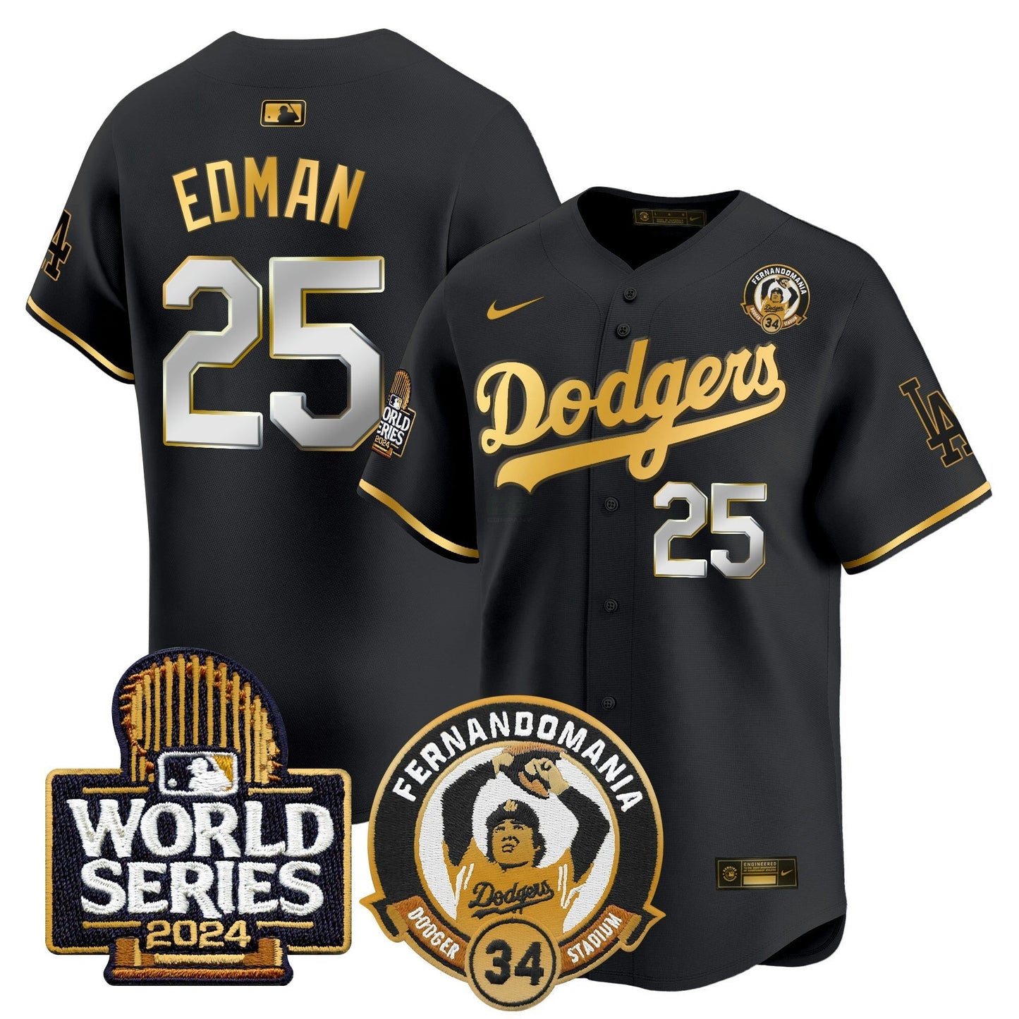 Camisa MLB Men’s Fernando Valenzuela & 2024 World Series Patch Vapor Premier Limited Jersey
