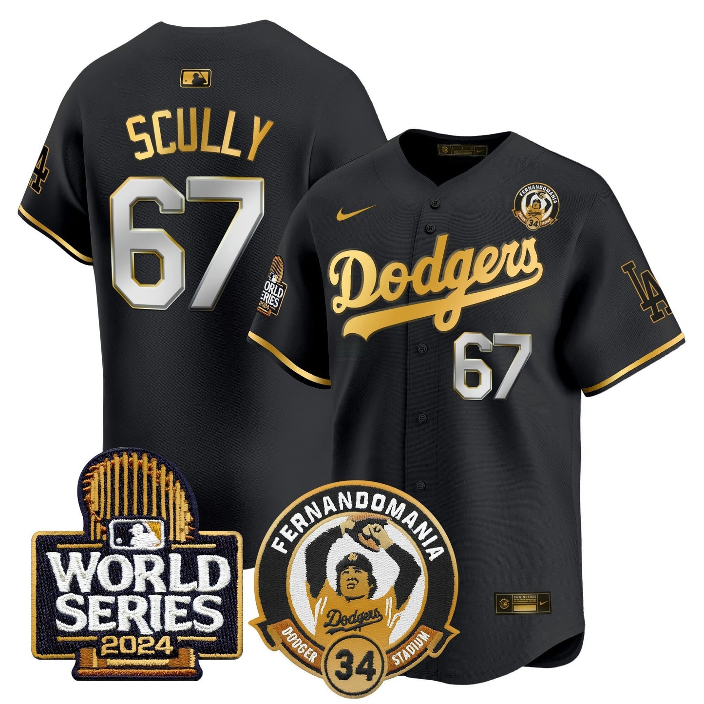 Camisa MLB Men’s Fernando Valenzuela & 2024 World Series Patch Vapor Premier Limited Jersey