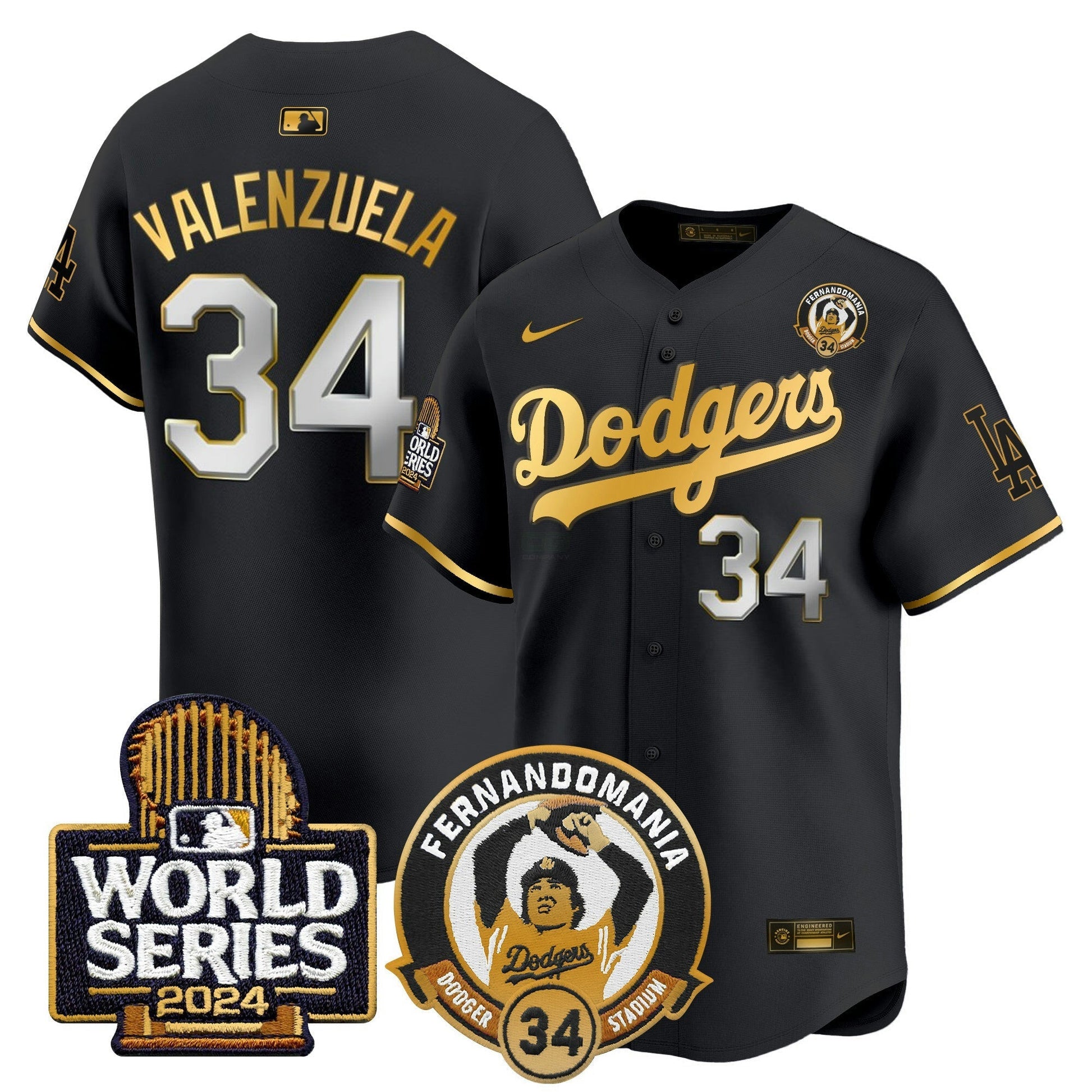 Camisa MLB Men’s Fernando Valenzuela & 2024 World Series Patch Vapor Premier Limited Jersey