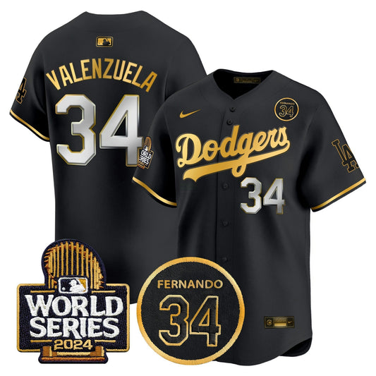 Camisa MLB Men’s Fernando Valenzuela Memorial & 2024 World Series Patch Vapor Premier Limited Jersey
