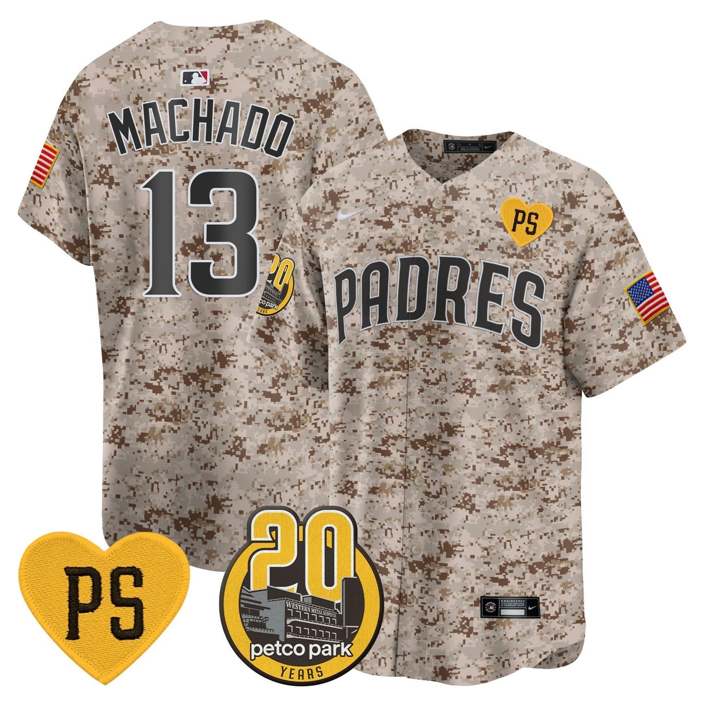 Camisa MLB Men’s “For Peter” & Petco Park 20th Patch USMC Vapor Premier Limited Jersey
