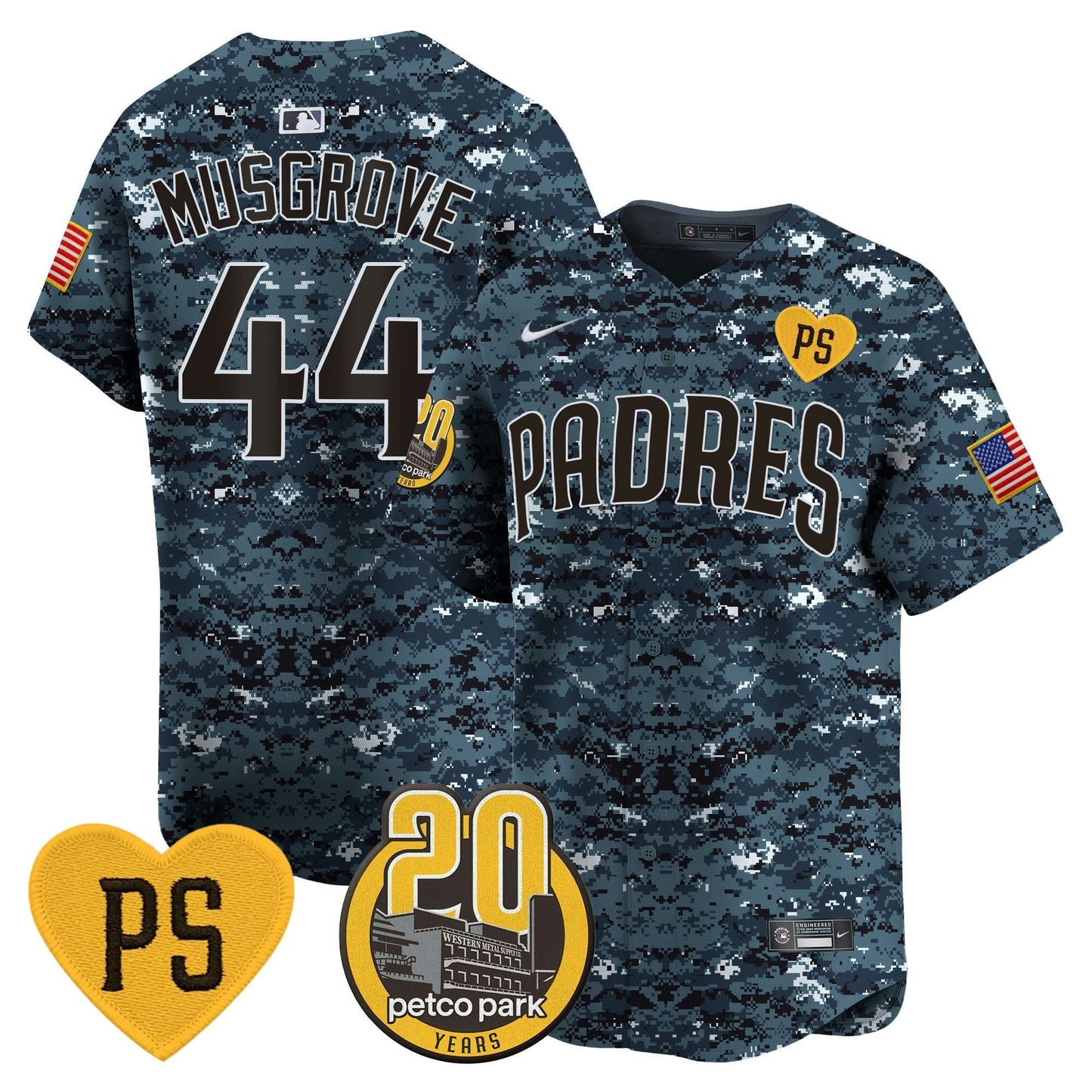 Camisa MLB Men’s “For Peter” & Petco Park 20th Patch USMC Vapor Premier Limited Jersey