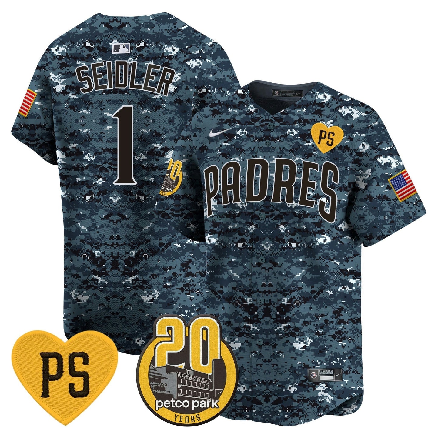 Camisa MLB Men’s “For Peter” & Petco Park 20th Patch USMC Vapor Premier Limited Jersey