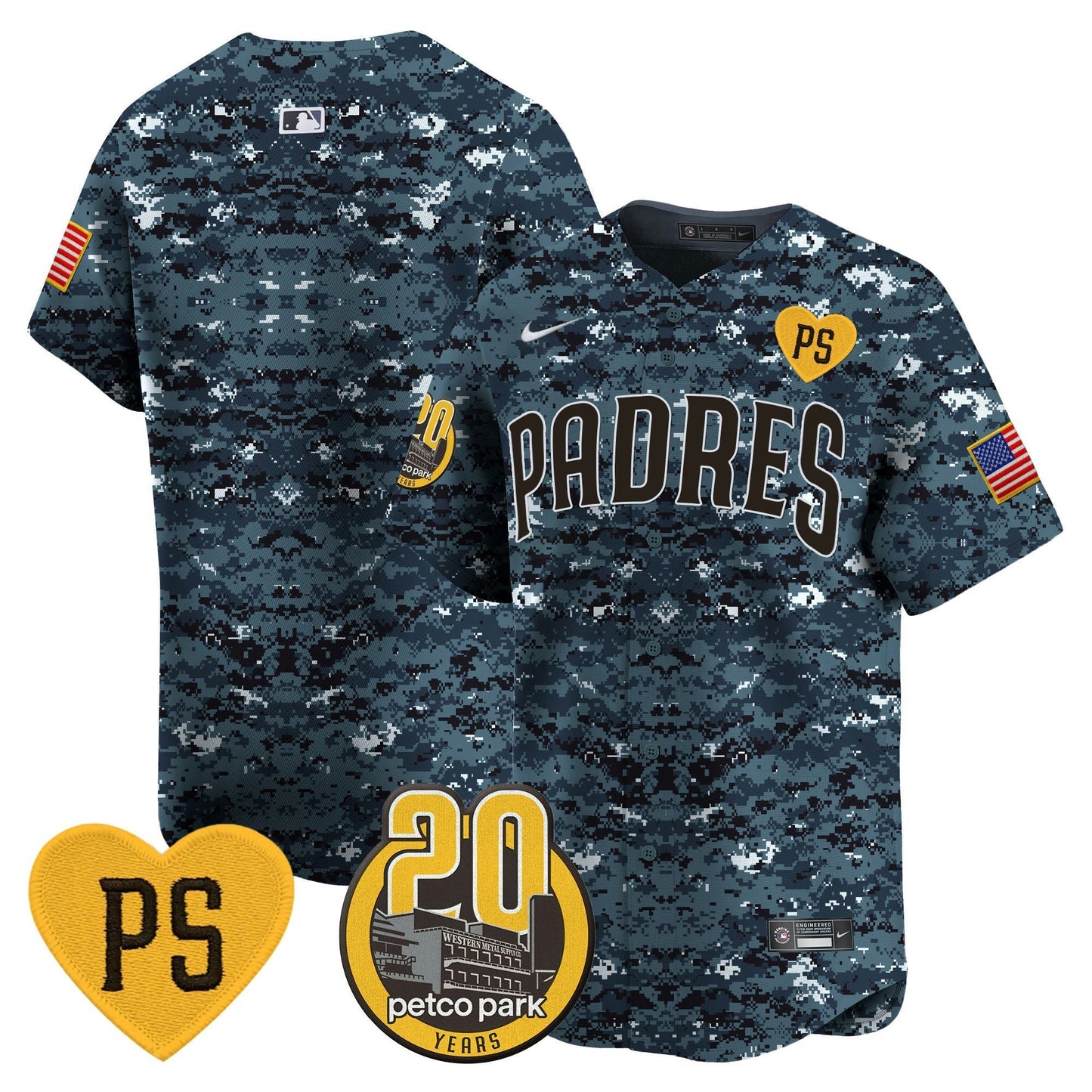 Camisa MLB Men’s “For Peter” & Petco Park 20th Patch USMC Vapor Premier Limited Jersey