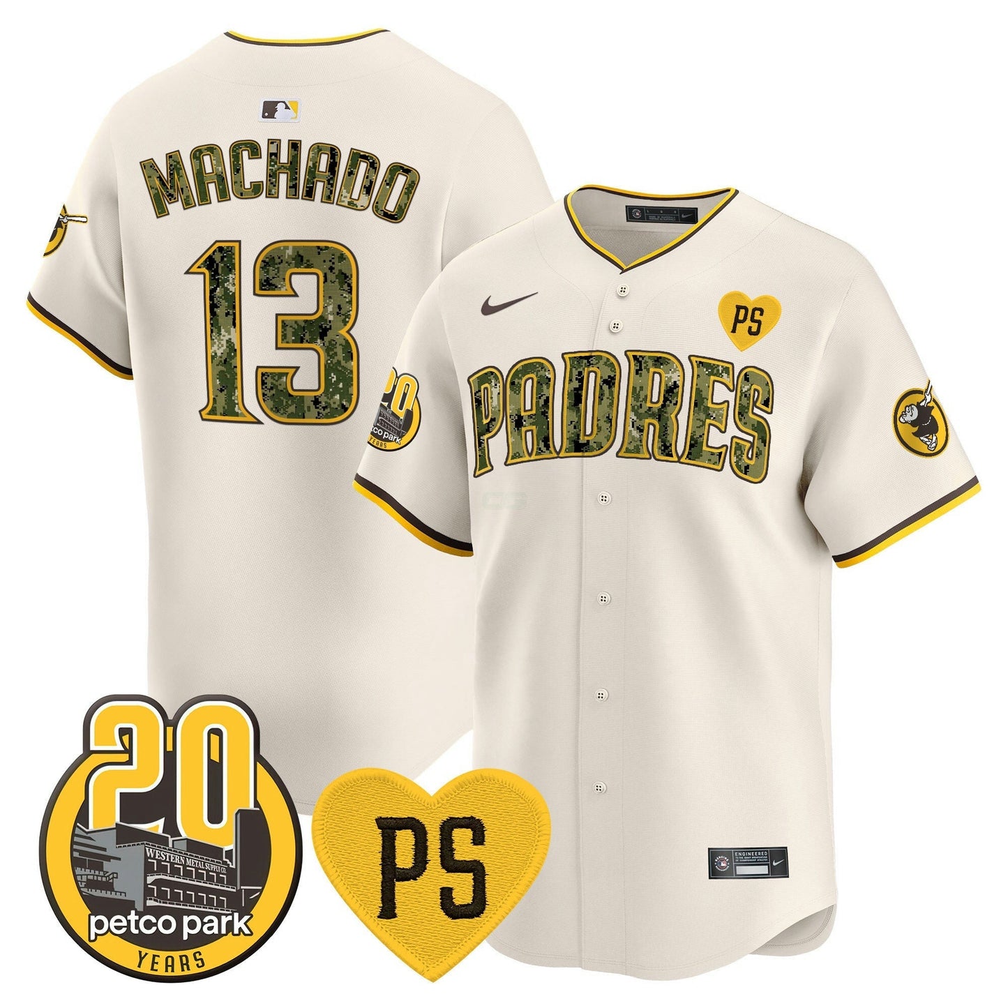 Camisa MLB Men’s “For Peter” & Petco Park 20th Patch USMC Vapor Premier Limited Jersey V2