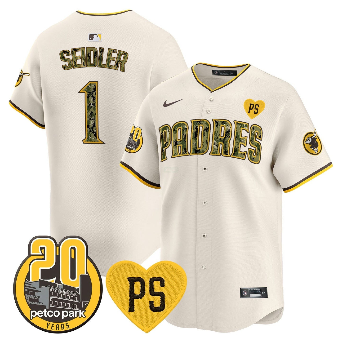 Camisa MLB Men’s “For Peter” & Petco Park 20th Patch USMC Vapor Premier Limited Jersey V2