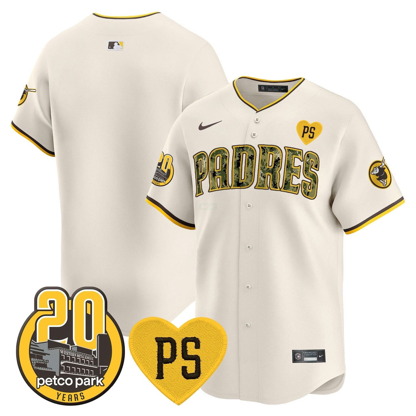 Camisa MLB Men’s “For Peter” & Petco Park 20th Patch USMC Vapor Premier Limited Jersey V2