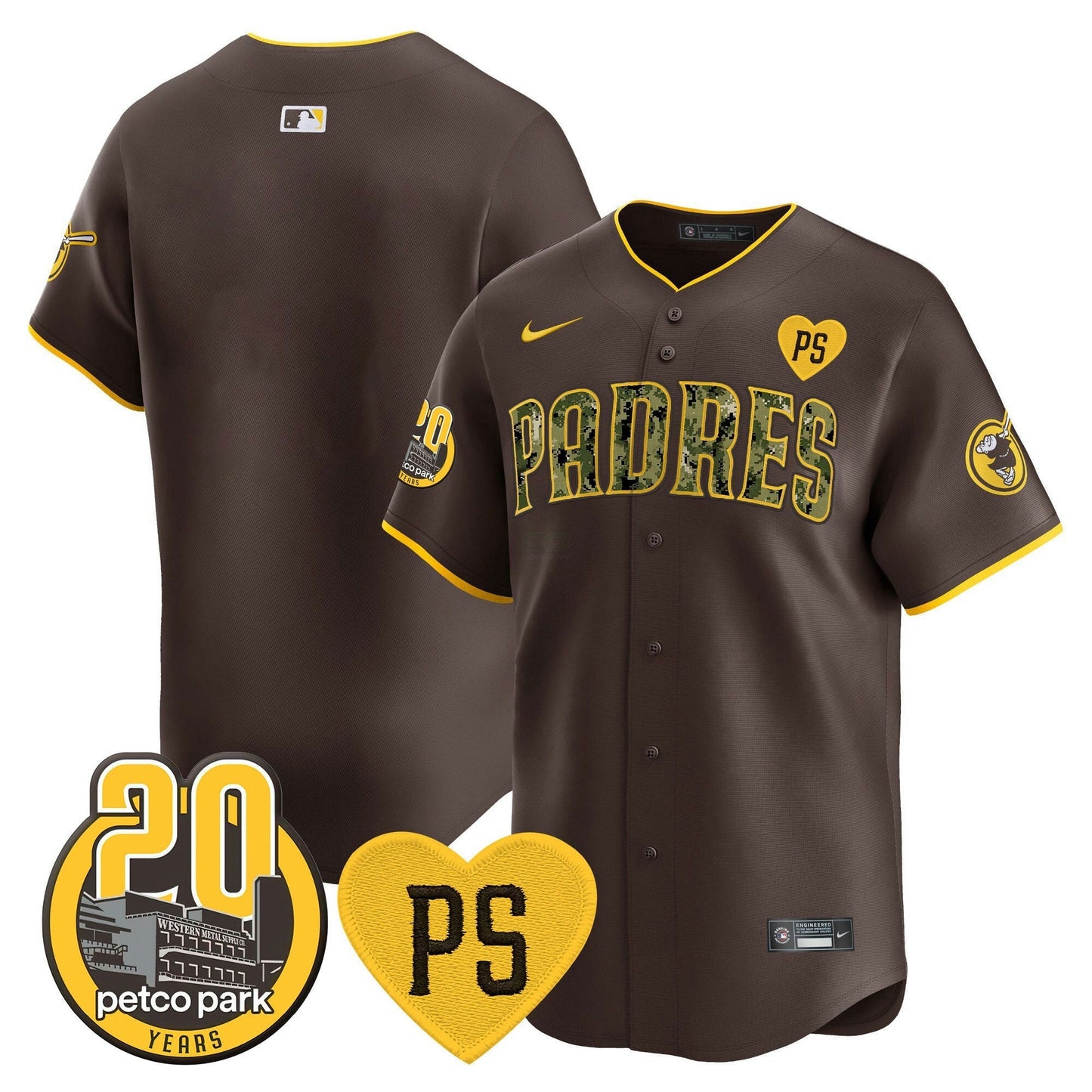 Camisa MLB Men’s “For Peter” & Petco Park 20th Patch USMC Vapor Premier Limited Jersey V2
