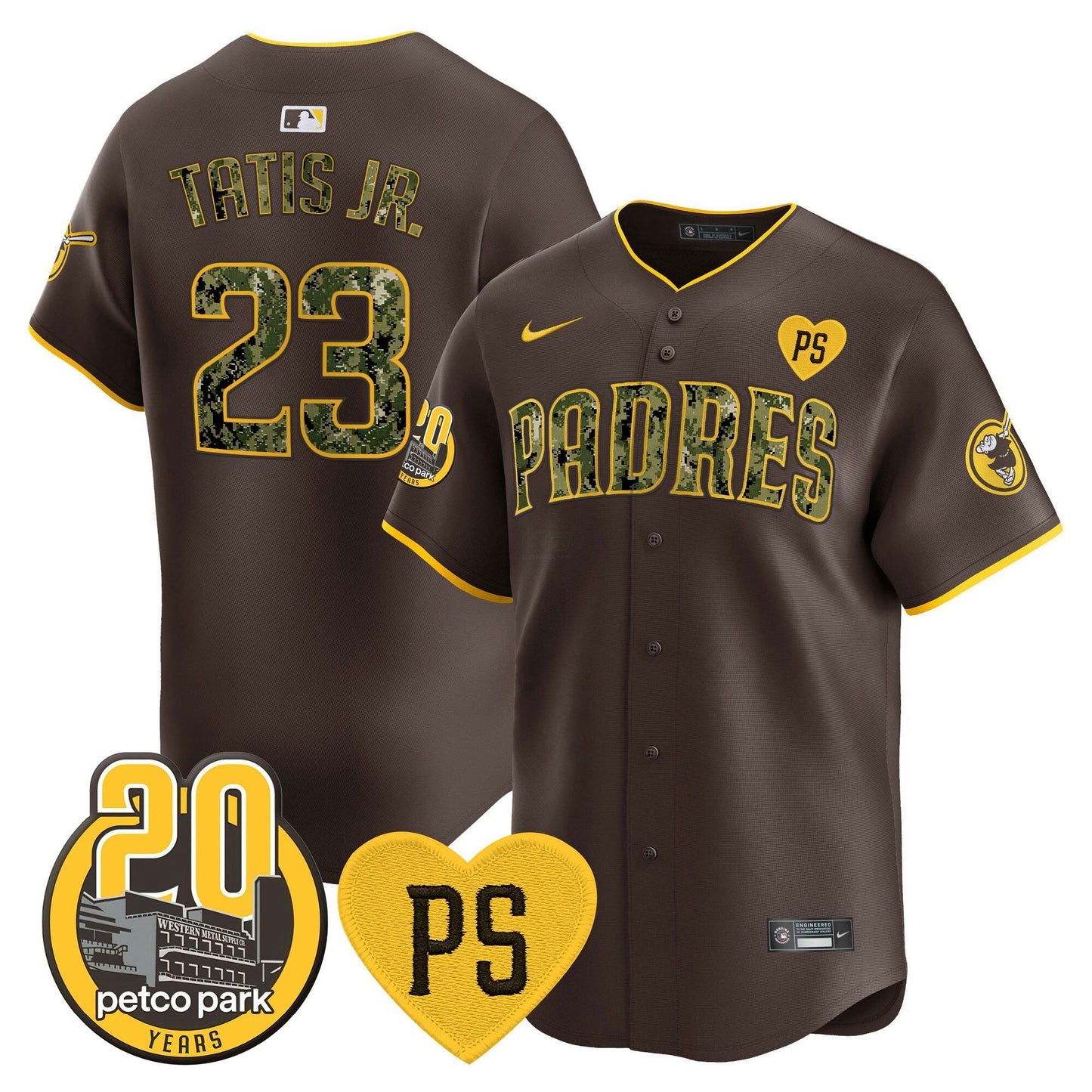 Camisa MLB Men’s “For Peter” & Petco Park 20th Patch USMC Vapor Premier Limited Jersey V2