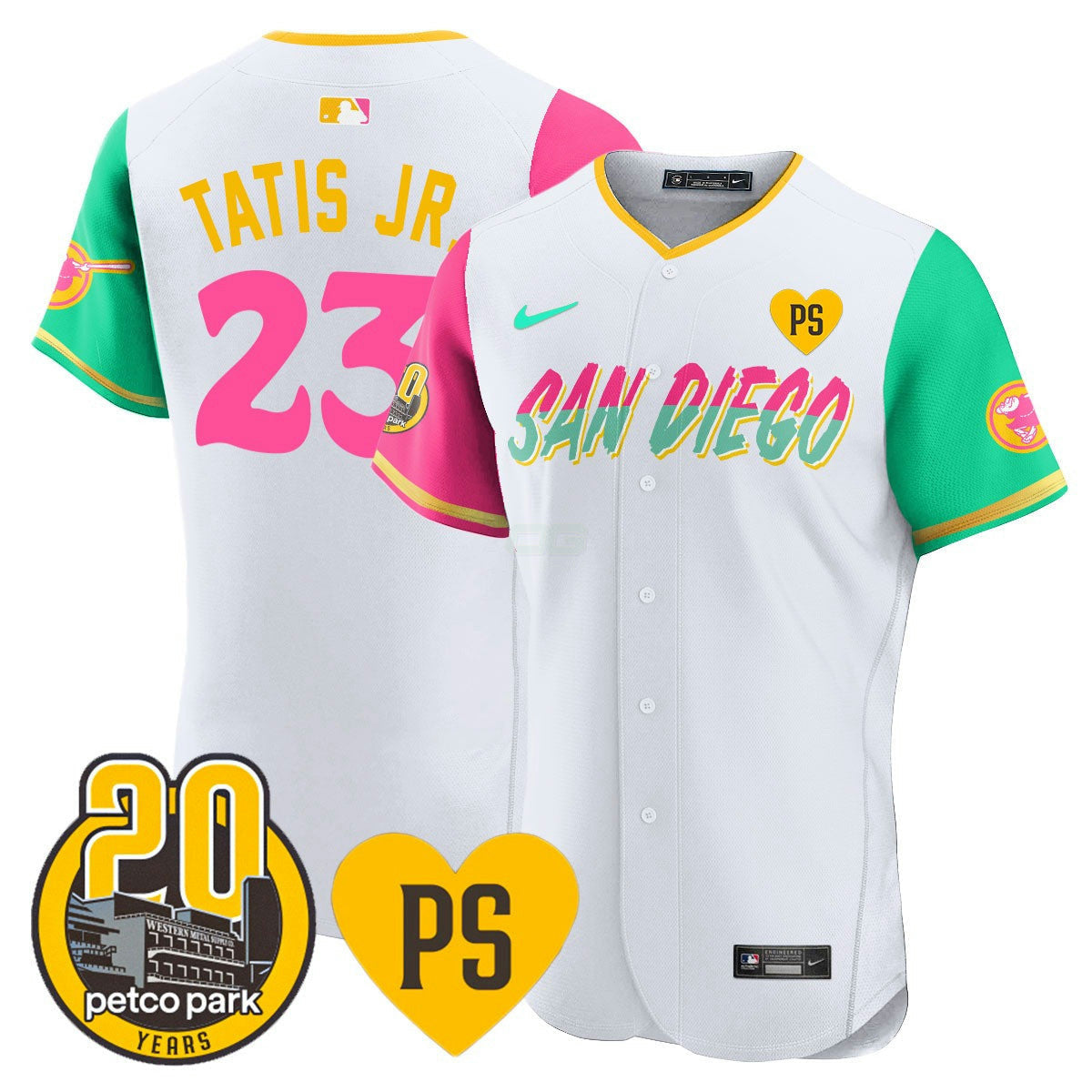 Camisa MLB Men’s “For Peter” & Petco Park 20th Patch Vapor Premier Elite Jersey