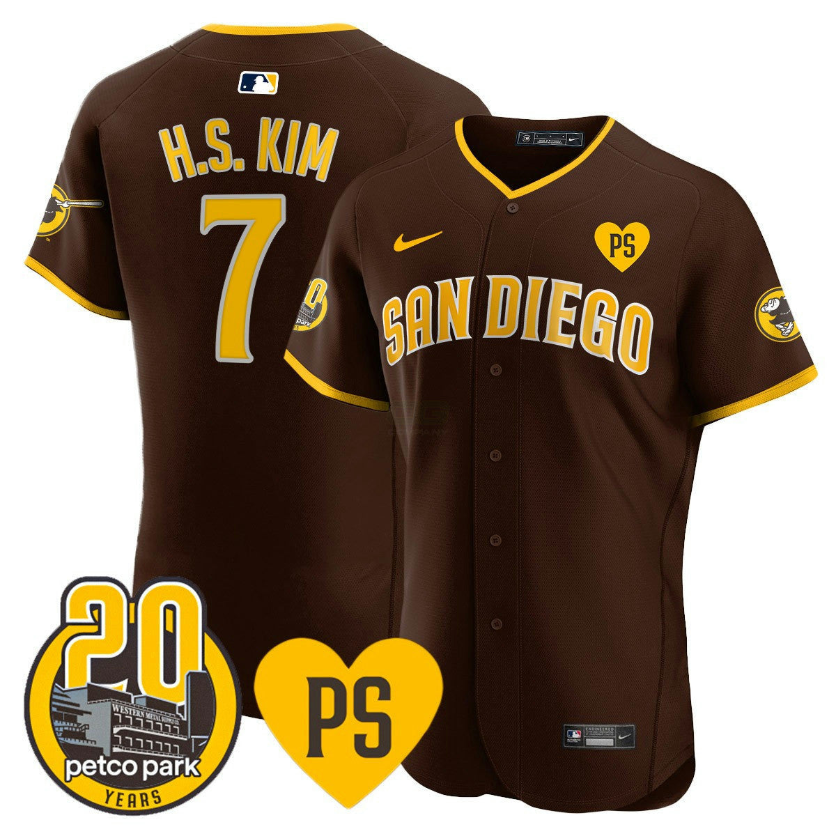 Camisa MLB Men’s “For Peter” & Petco Park 20th Patch Vapor Premier Elite Jersey