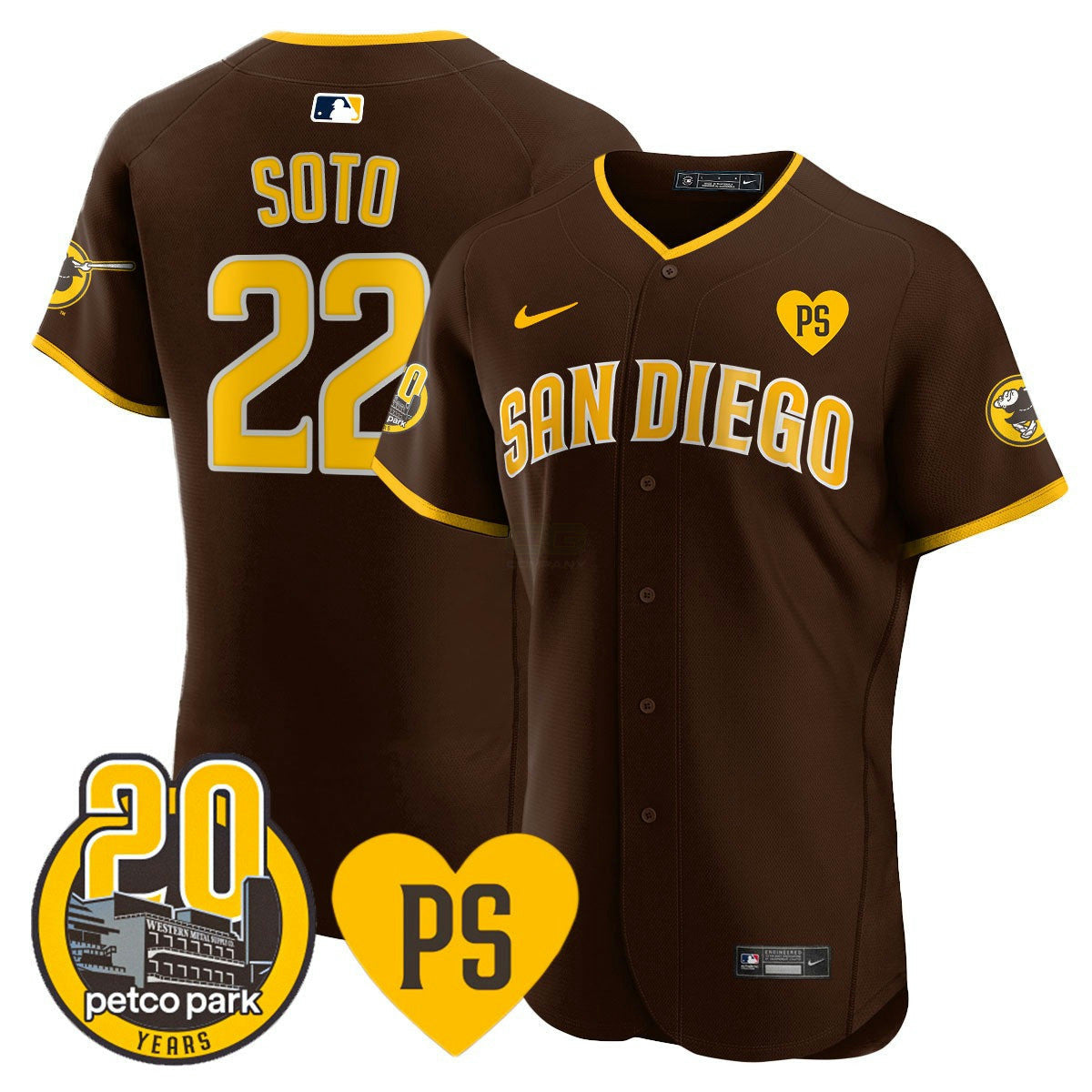 Camisa MLB Men’s “For Peter” & Petco Park 20th Patch Vapor Premier Elite Jersey