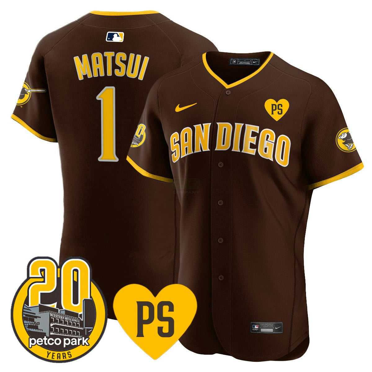 Camisa MLB Men’s “For Peter” & Petco Park 20th Patch Vapor Premier Elite Jersey