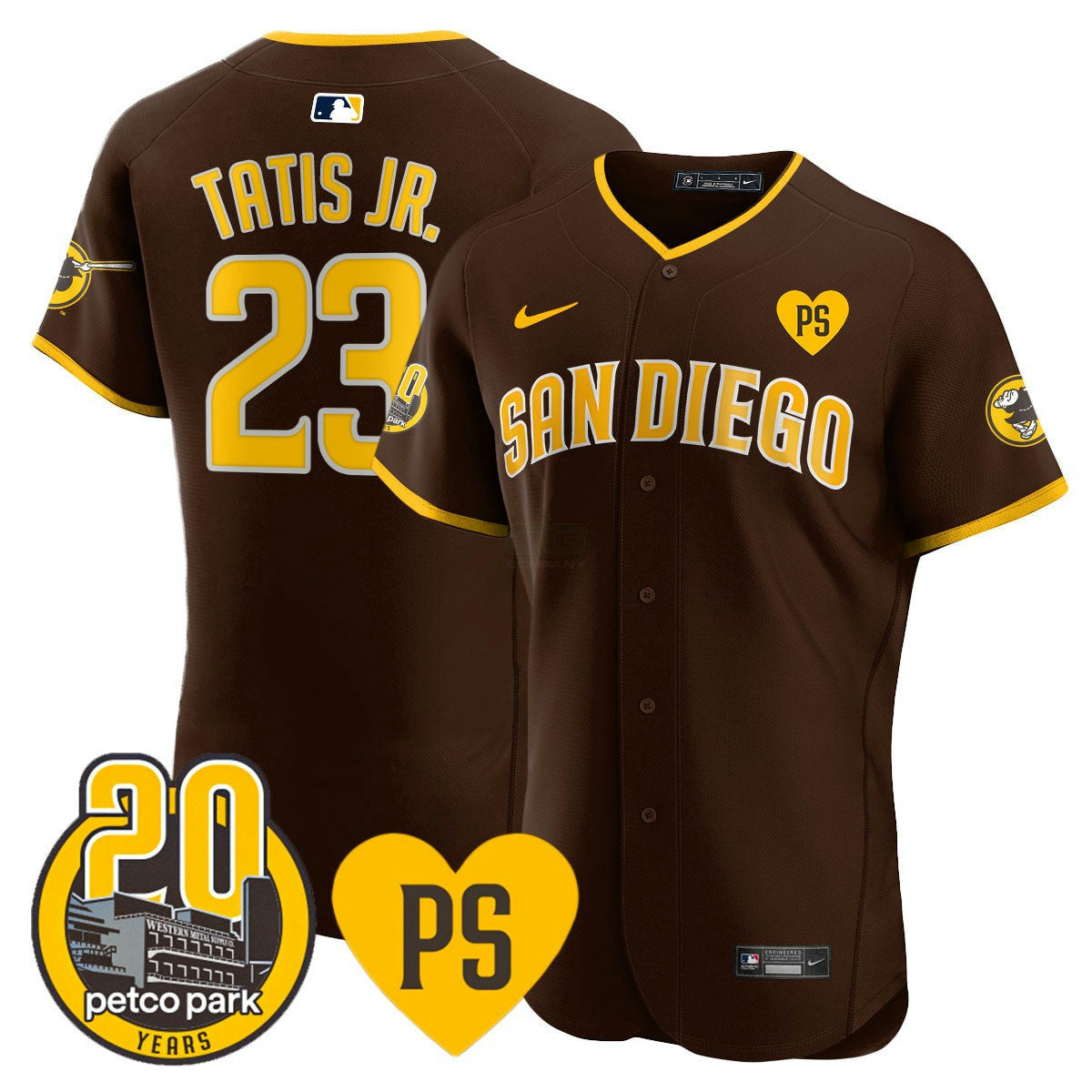 Camisa MLB Men’s “For Peter” & Petco Park 20th Patch Vapor Premier Elite Jersey