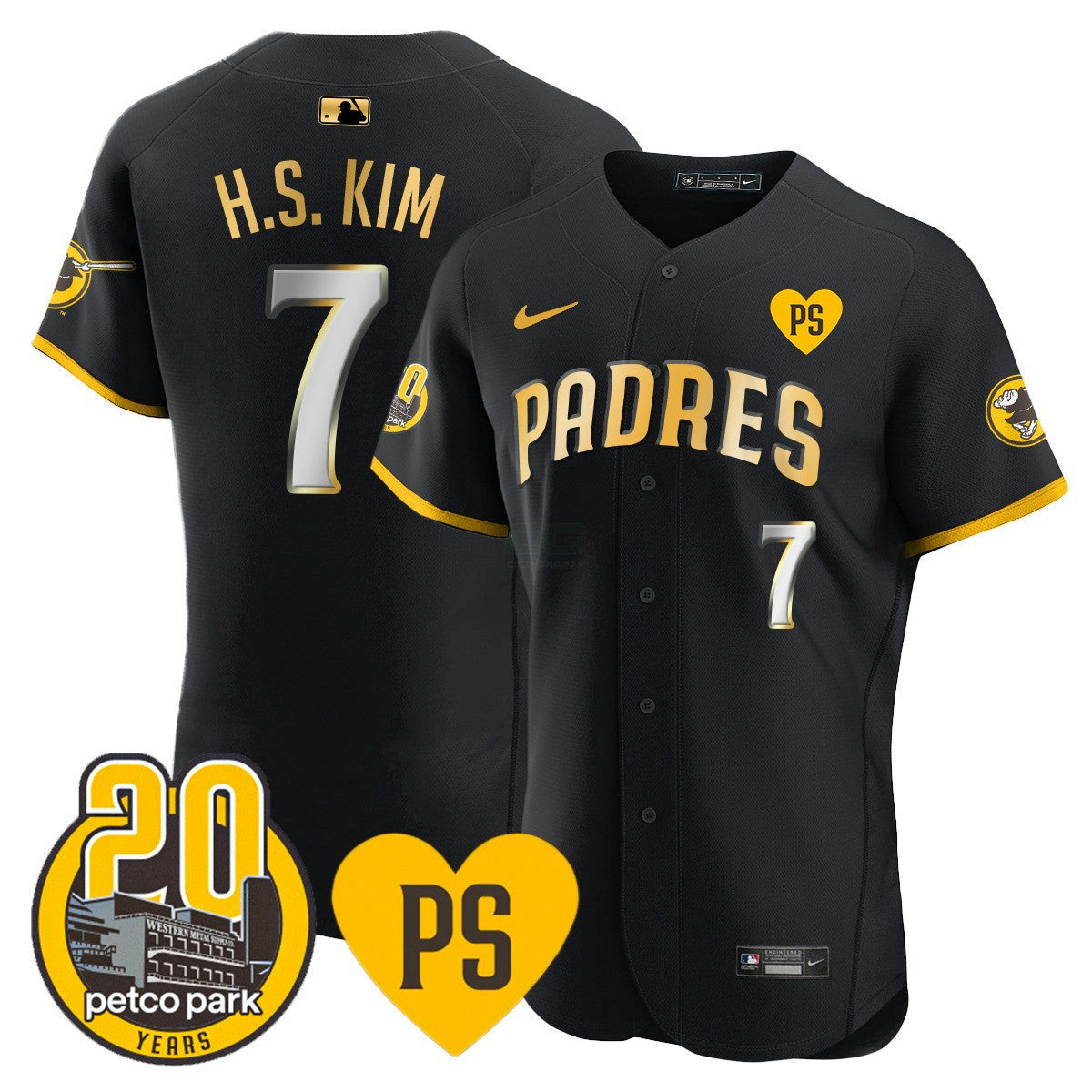 Camisa MLB Men’s “For Peter” & Petco Park 20th Patch Vapor Premier Elite Jersey