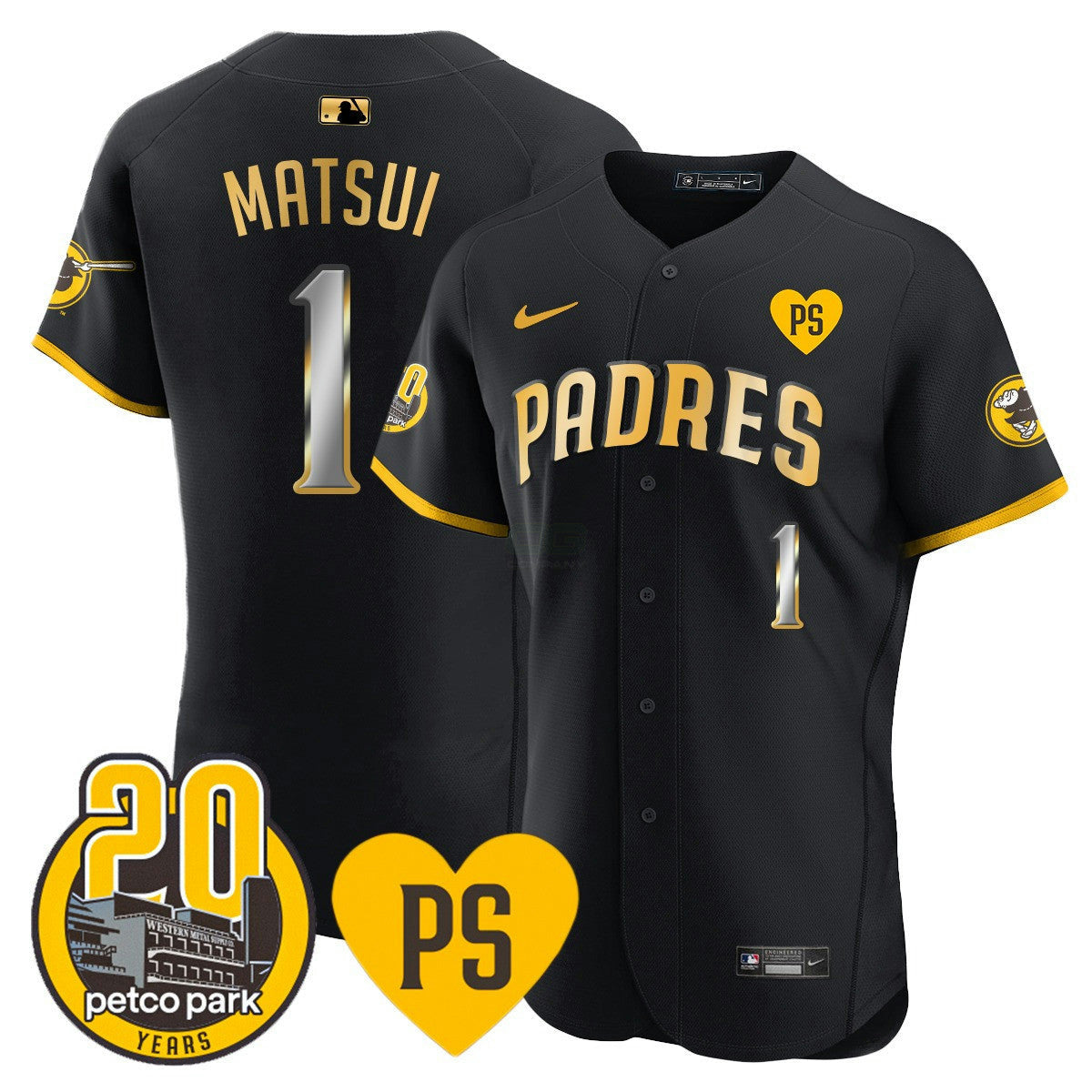 Camisa MLB Men’s “For Peter” & Petco Park 20th Patch Vapor Premier Elite Jersey