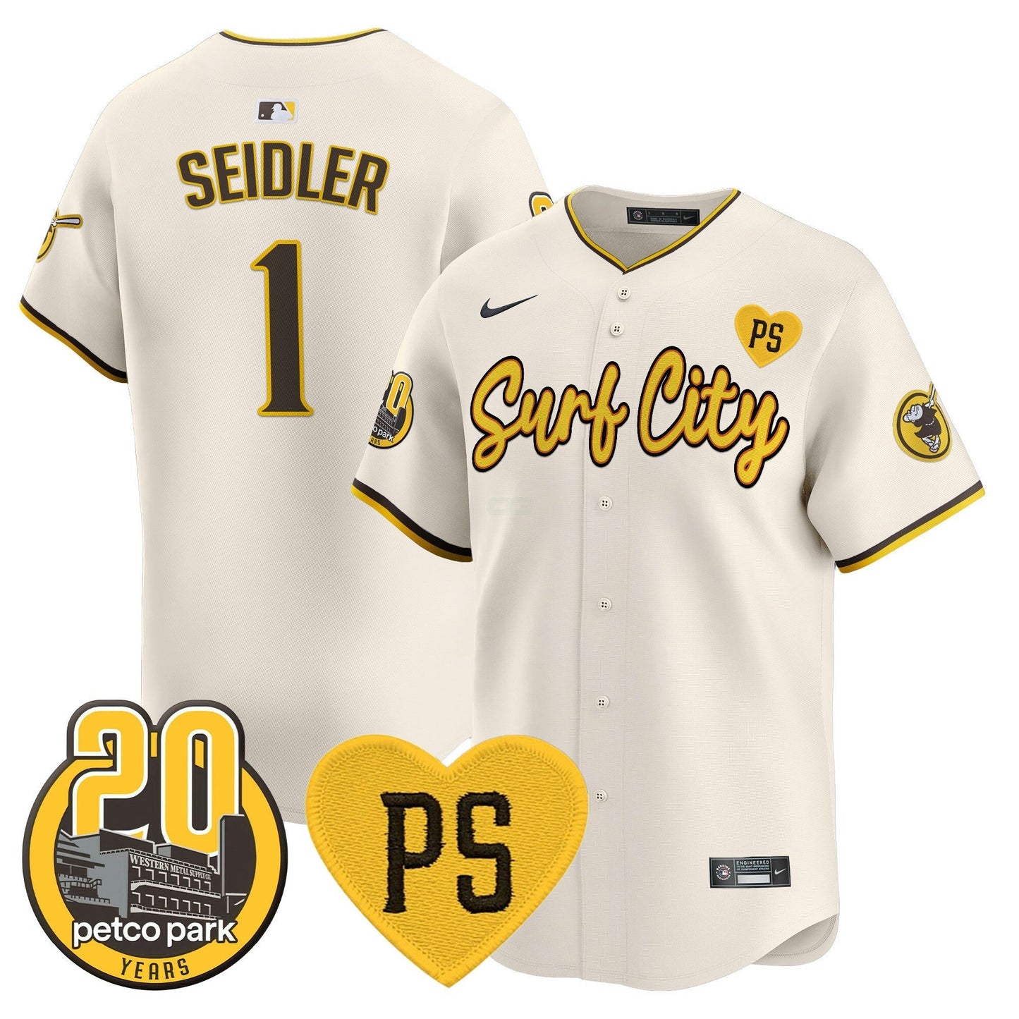 Camisa MLB Men’s “For Peter” & Petco Park 20th Patch Vapor Premier Limited Jersey V3