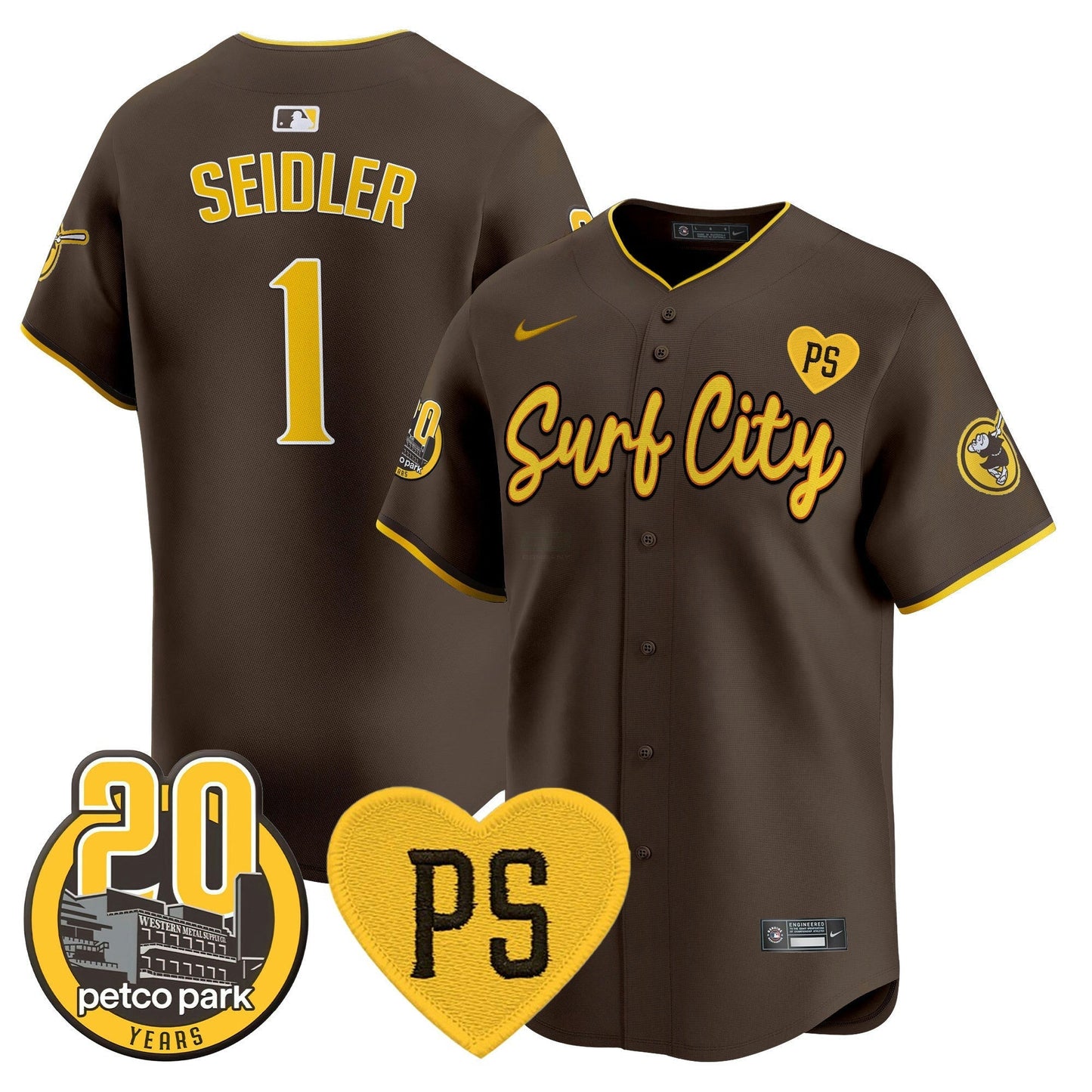 Camisa MLB Men’s “For Peter” & Petco Park 20th Patch Vapor Premier Limited Jersey V3
