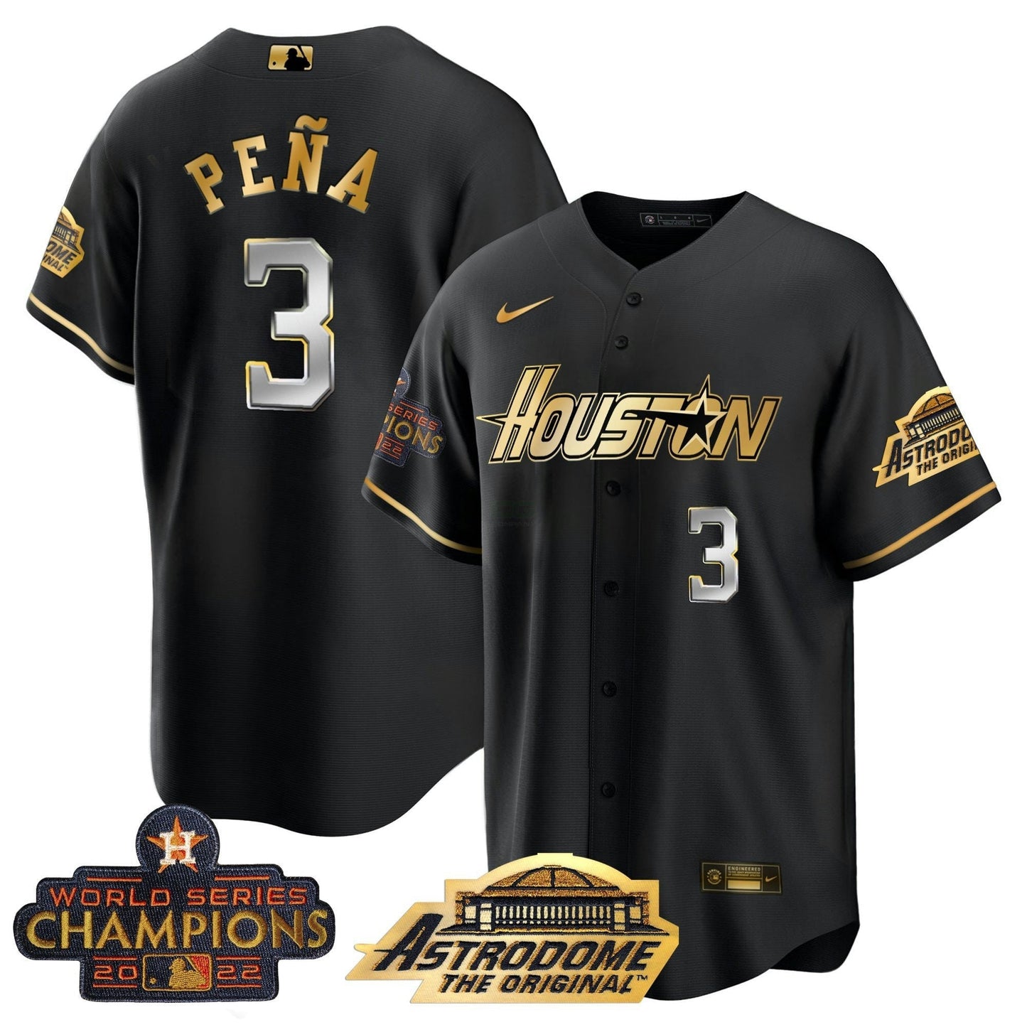 Camisa MLB Men’s Houston 2022 Astrodome & Champions Patch Jersey