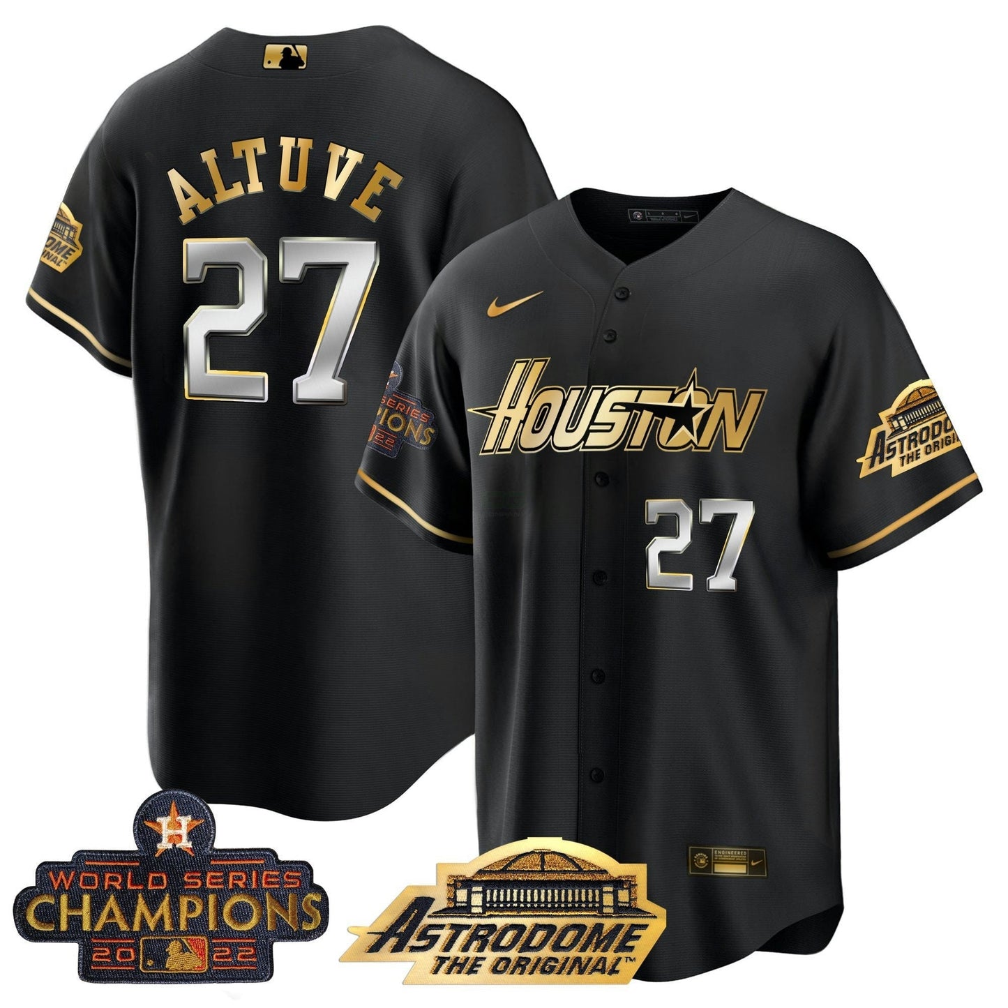 Camisa MLB Men’s Houston 2022 Astrodome & Champions Patch Jersey
