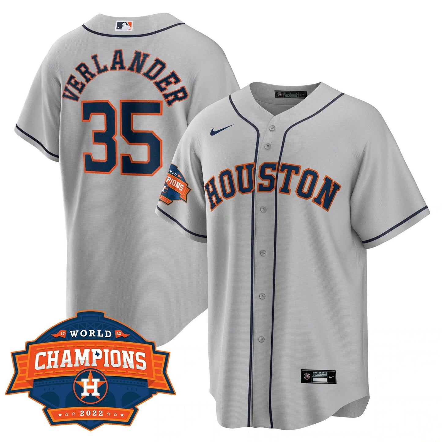 Camisa MLB Men’s Houston 2022 Champions Limited Cinza Road Player Jersey