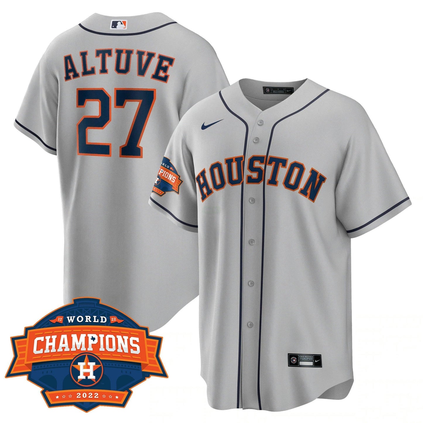Camisa MLB Men’s Houston 2022 Champions Limited Cinza Road Player Jersey