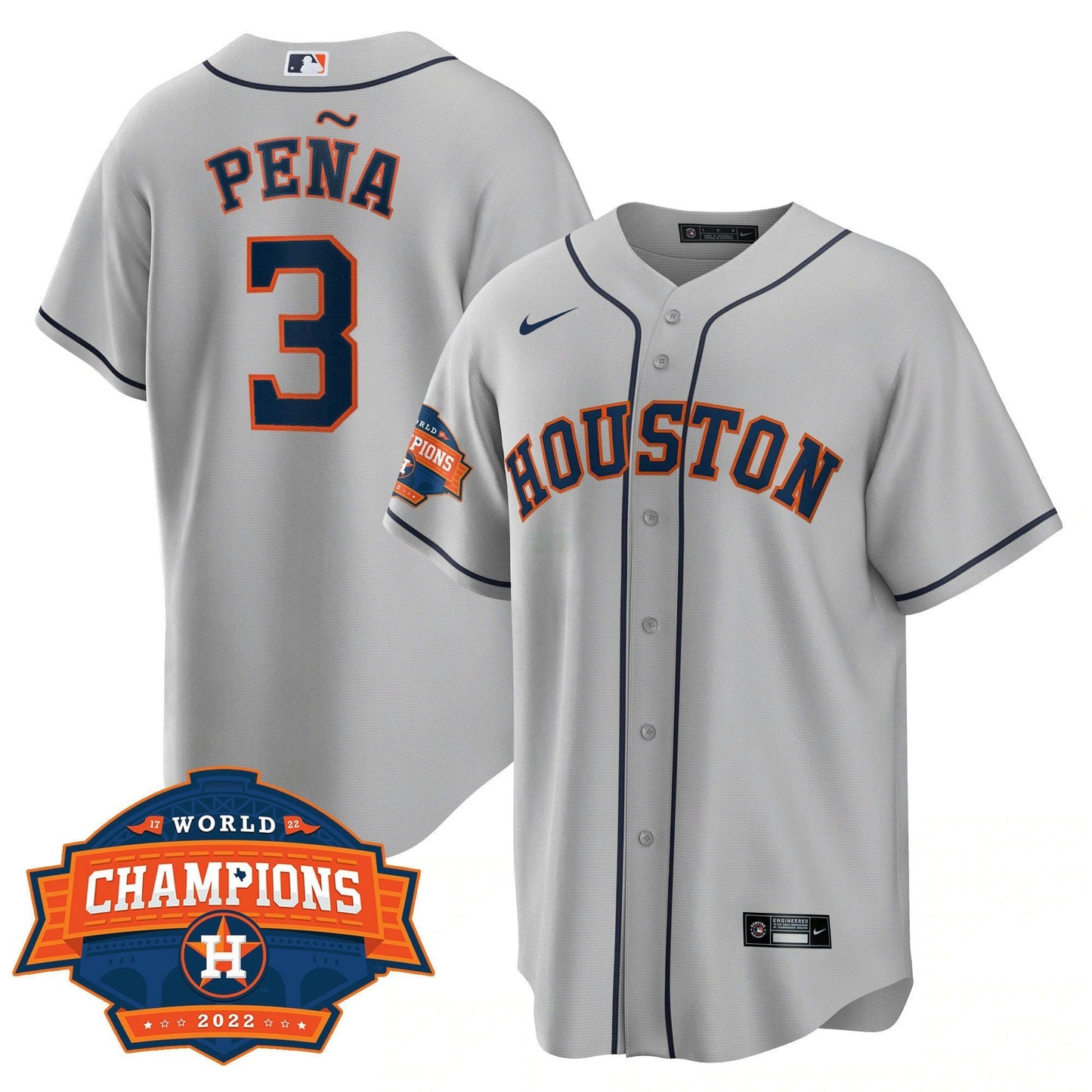 Camisa MLB Men’s Houston 2022 Champions Limited Cinza Road Player Jersey