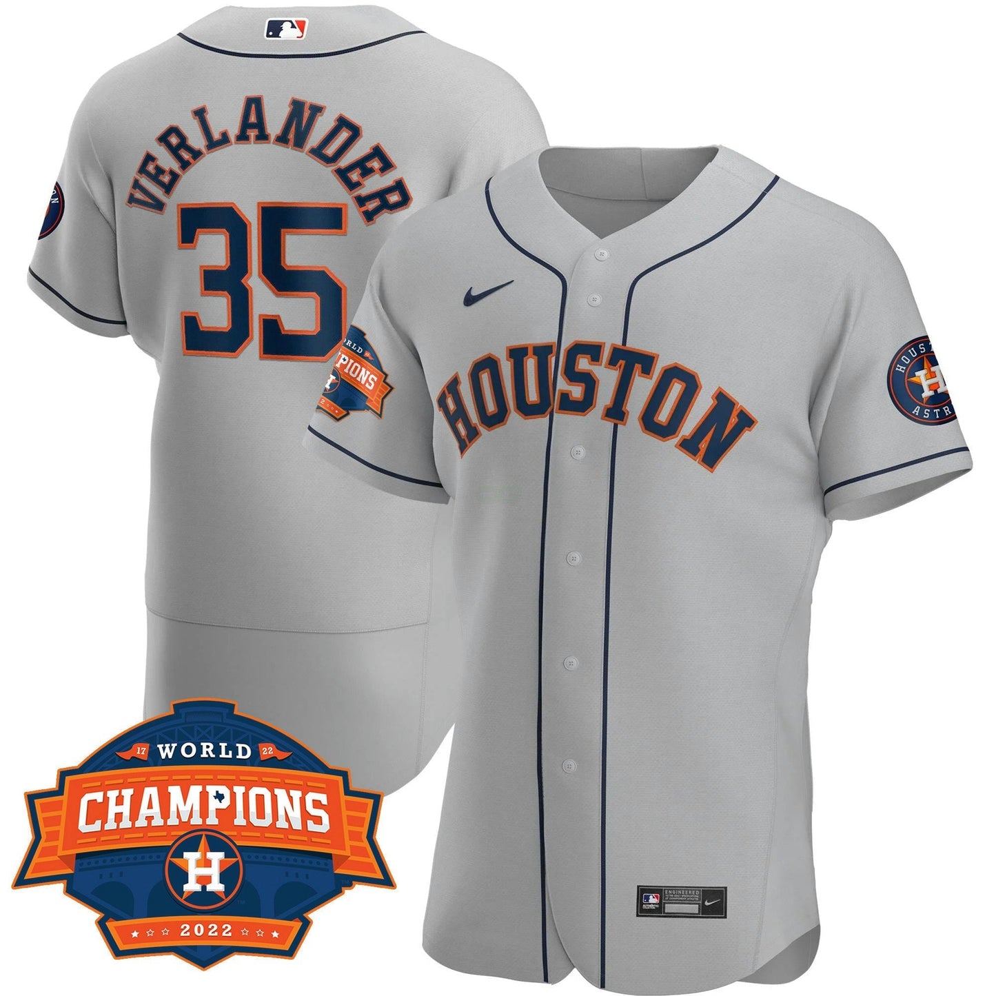 Camisa MLB Men’s Houston 2022 Champions Limited Cinza Road Player Jersey