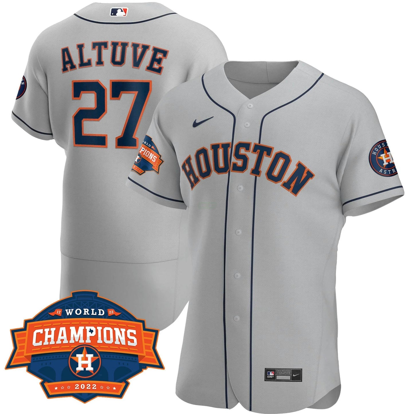 Camisa MLB Men’s Houston 2022 Champions Limited Cinza Road Player Jersey