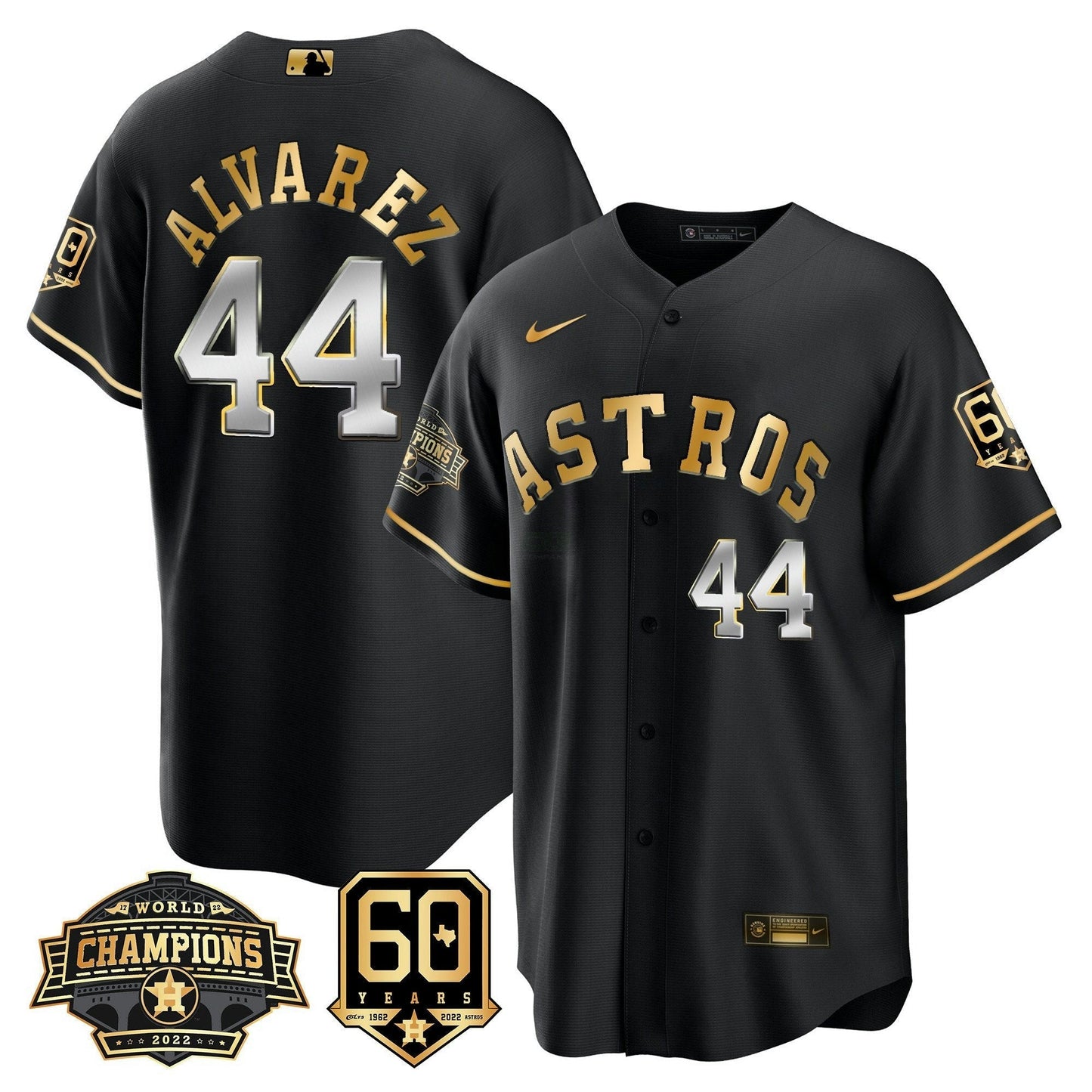 Camisa MLB Men’s Houston 2022 World Series Champions & 60th Anniversary Patch Jersey
