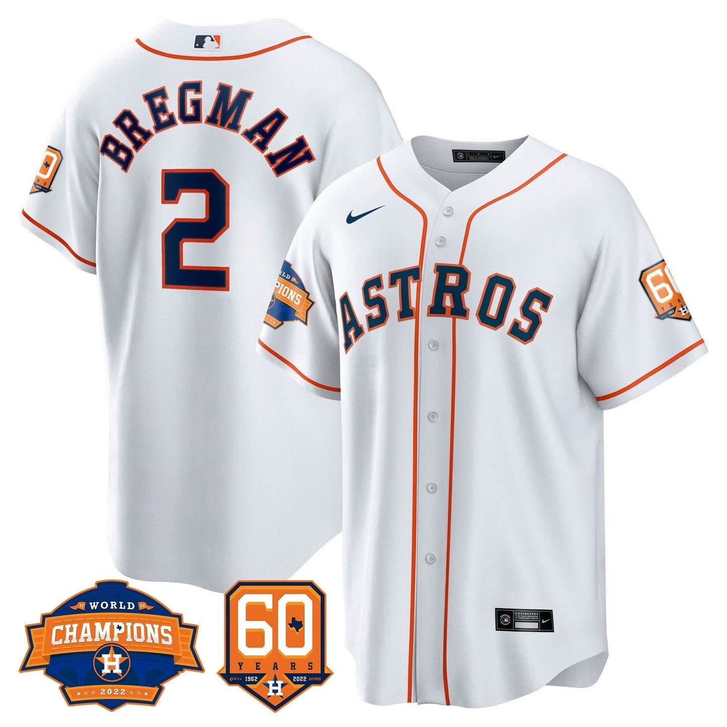Camisa MLB Men’s Houston 2022 World Series Champions & 60th Anniversary Patch Jersey