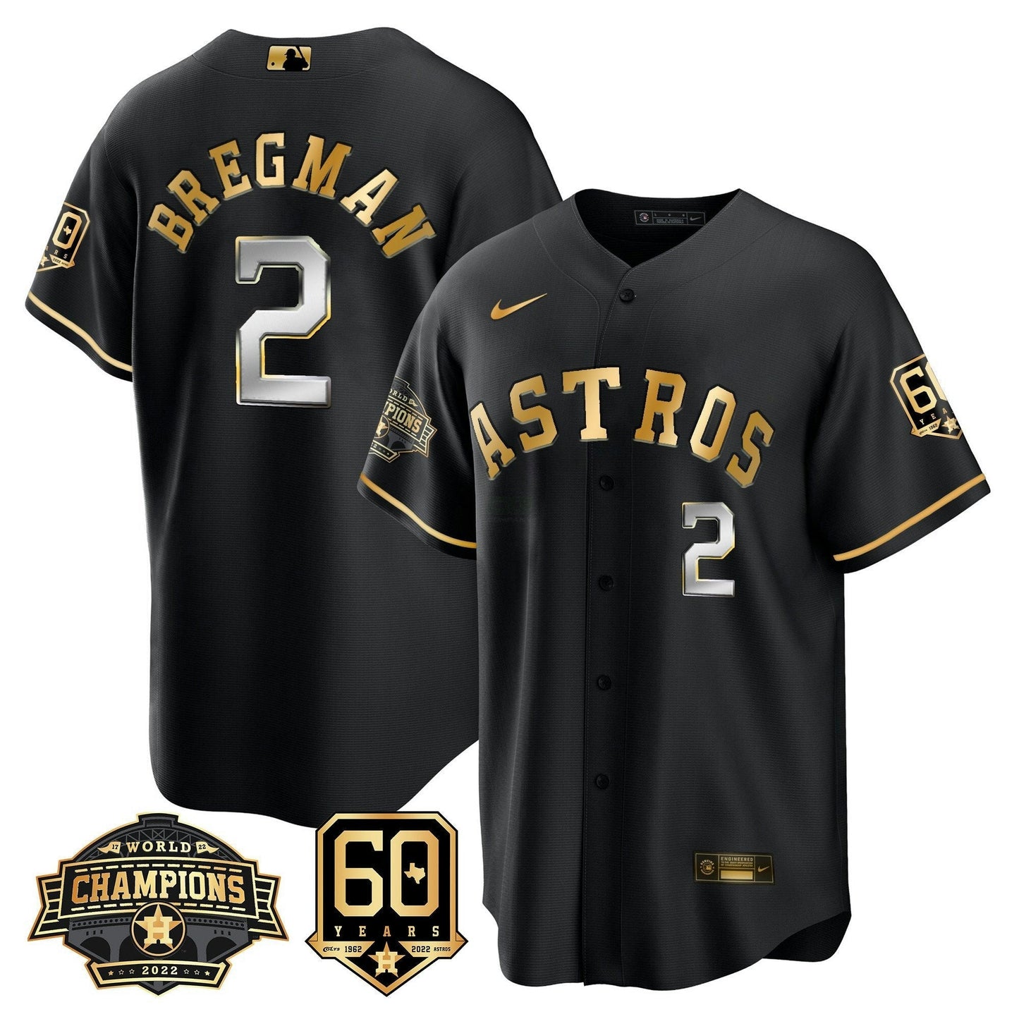 Camisa MLB Men’s Houston 2022 World Series Champions & 60th Anniversary Patch Jersey