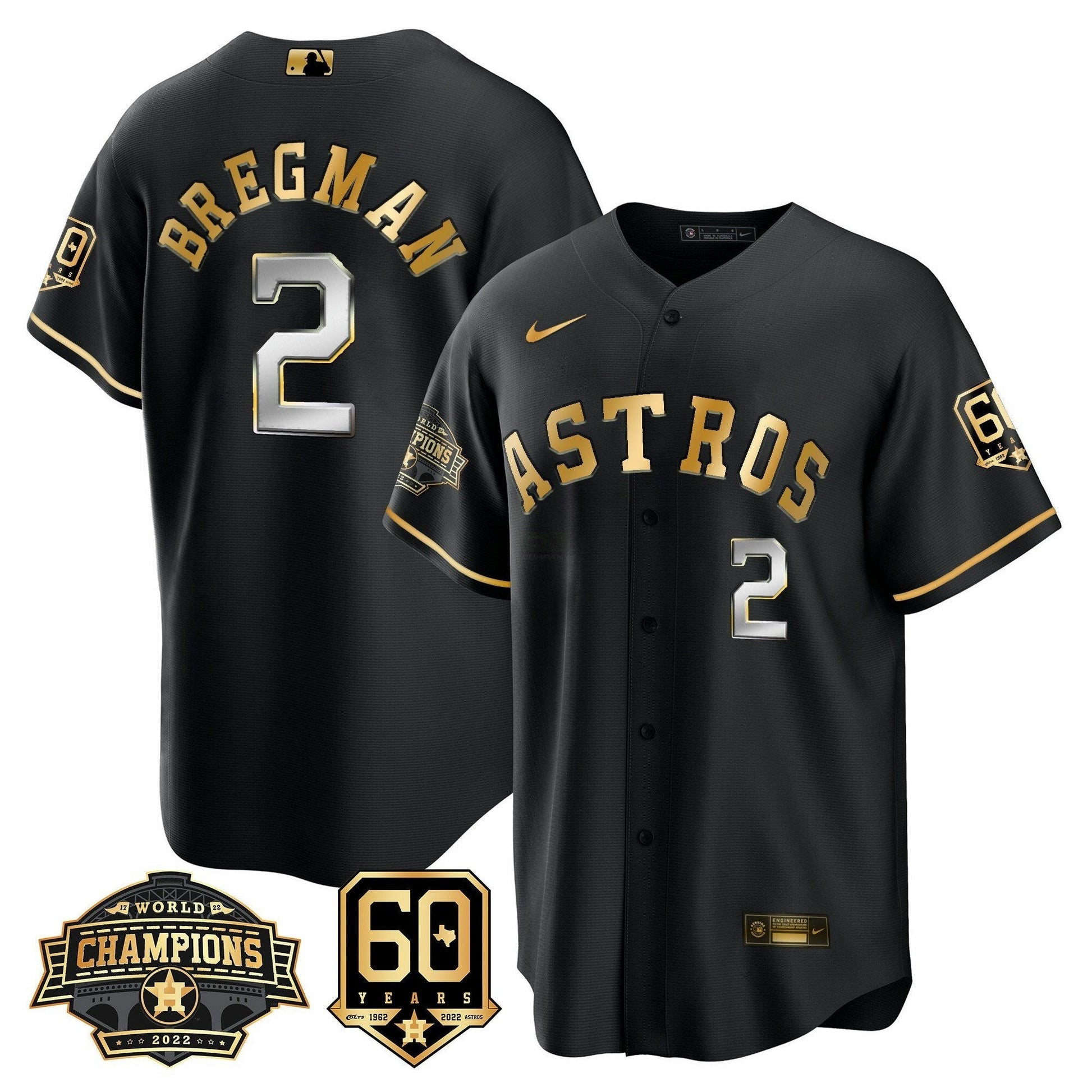 Camisa MLB Men’s Houston 2022 World Series Champions & 60th Anniversary Patch Jersey