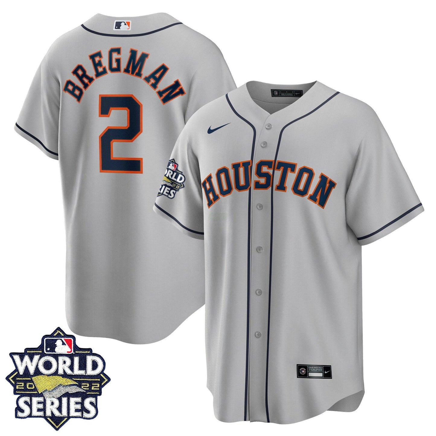 Camisa MLB Men’s Houston 2022 World Series Cinza Road Player Jersey