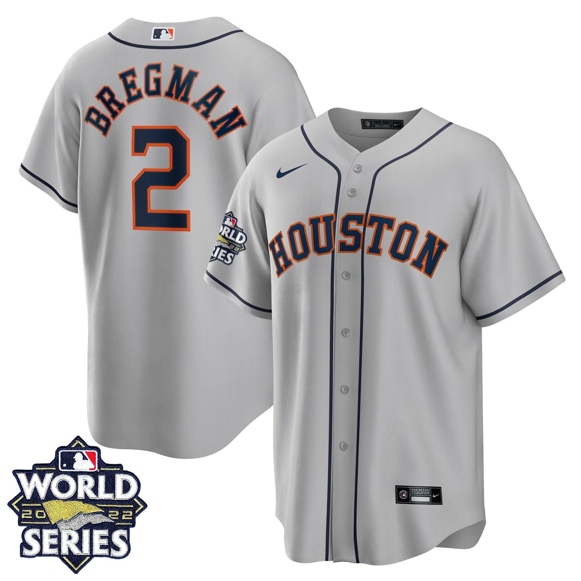 Camisa MLB Men’s Houston 2022 World Series Cinza Road Player Jersey