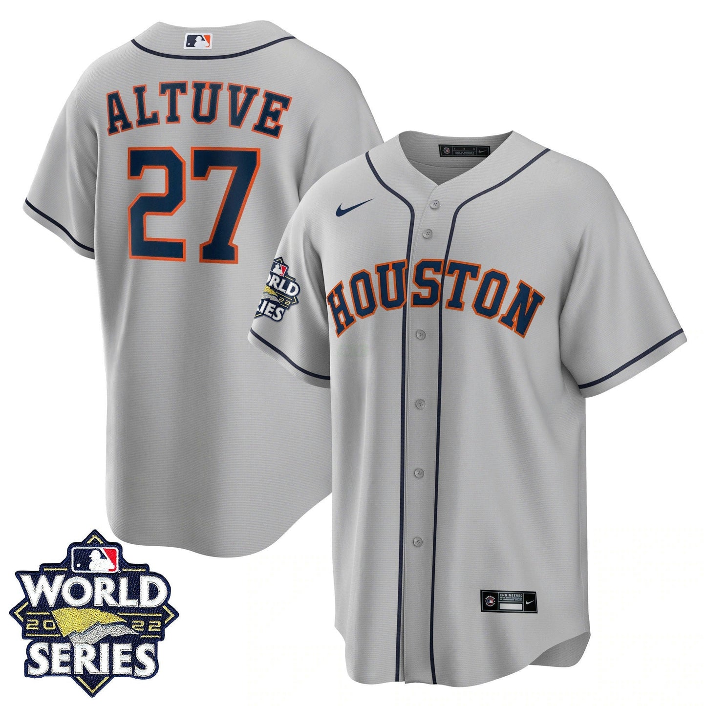 Camisa MLB Men’s Houston 2022 World Series Cinza Road Player Jersey