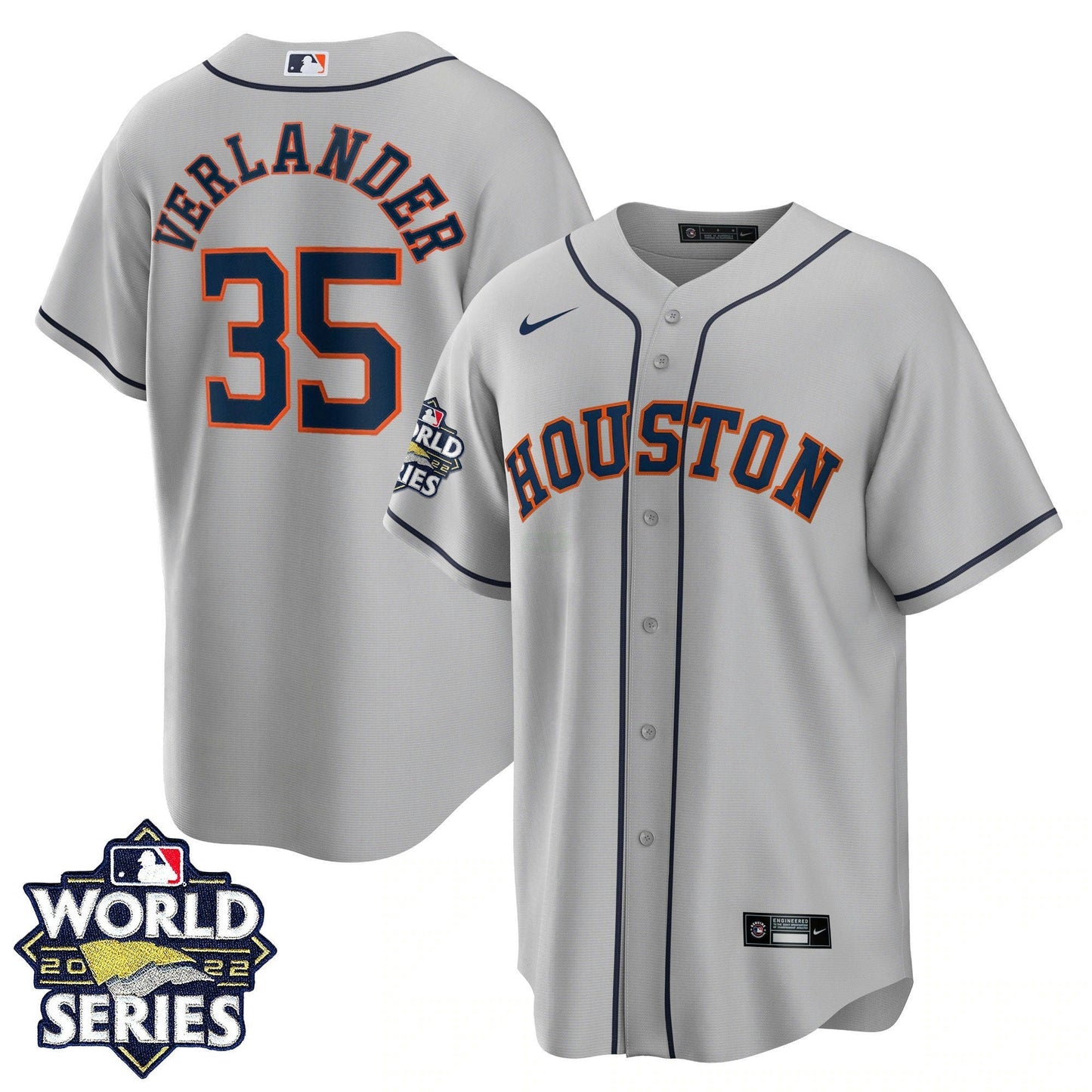 Camisa MLB Men’s Houston 2022 World Series Cinza Road Player Jersey