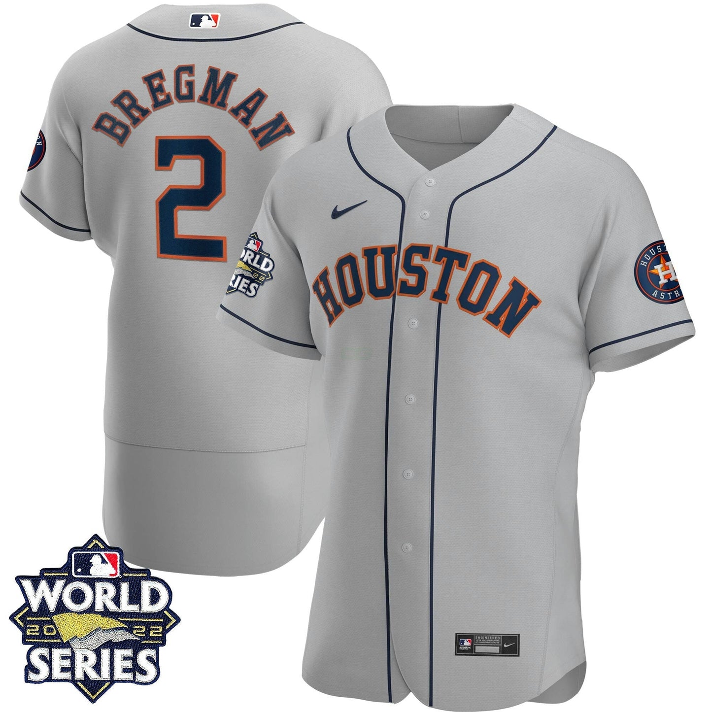 Camisa MLB Men’s Houston 2022 World Series Cinza Road Player Jersey
