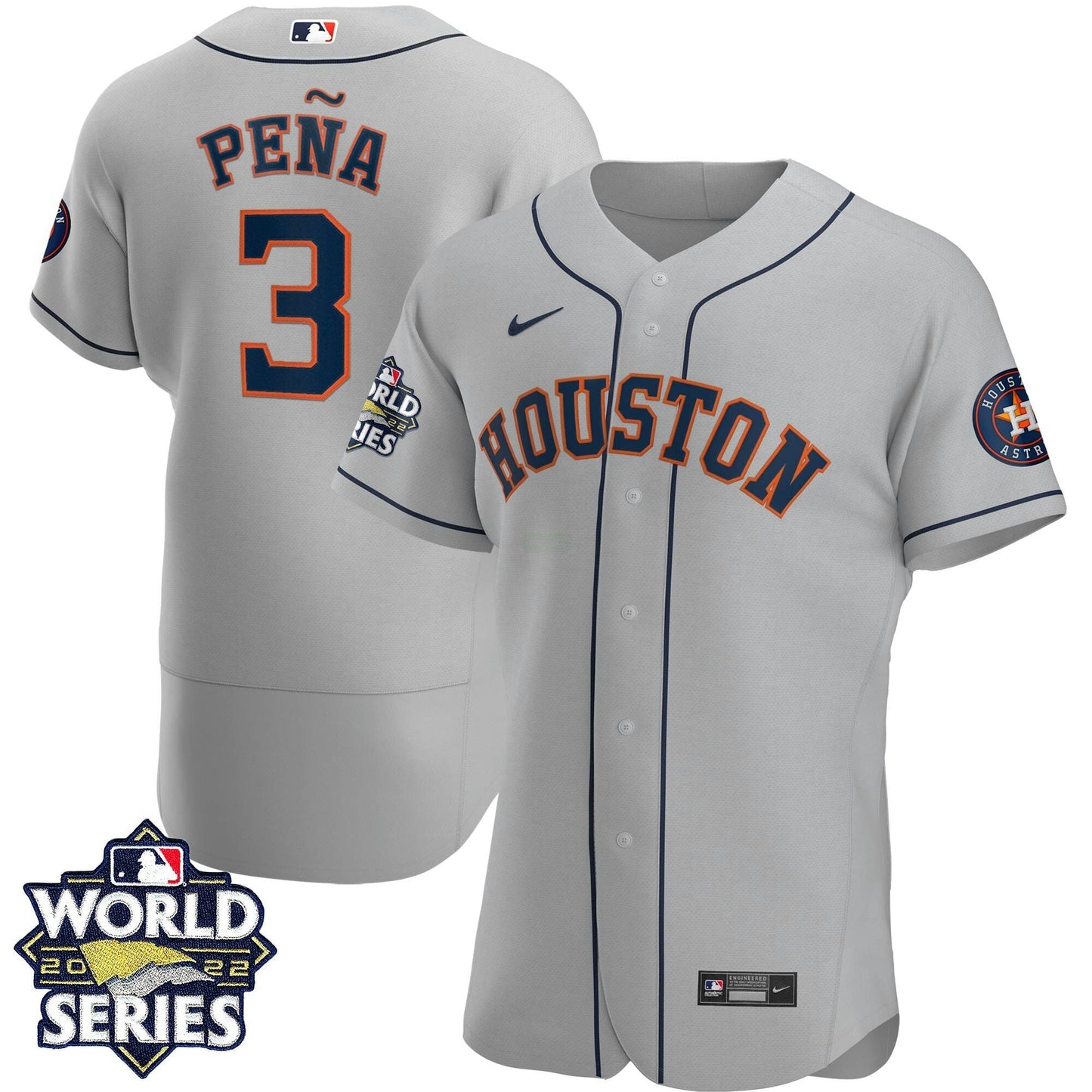 Camisa MLB Men’s Houston 2022 World Series Cinza Road Player Jersey