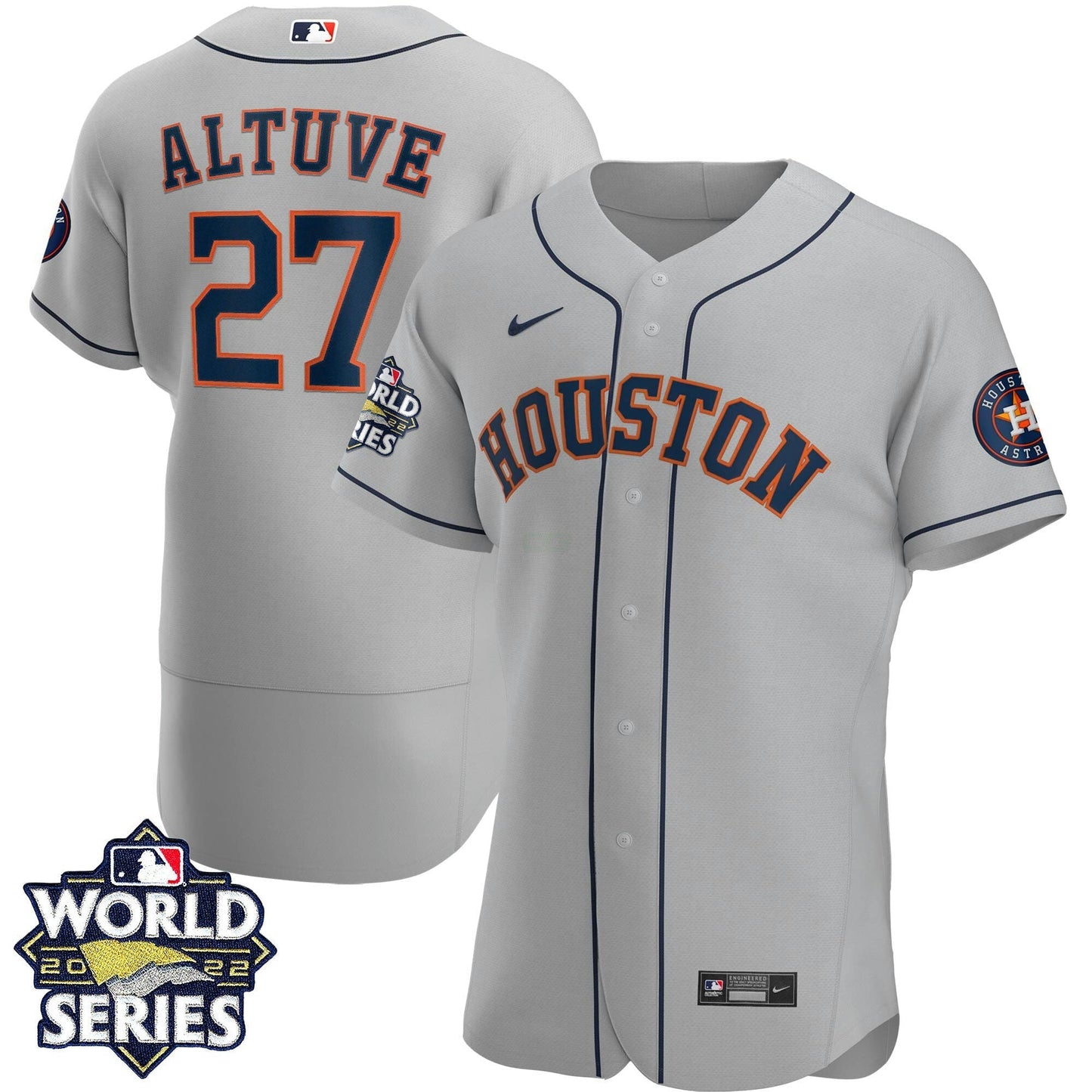 Camisa MLB Men’s Houston 2022 World Series Cinza Road Player Jersey