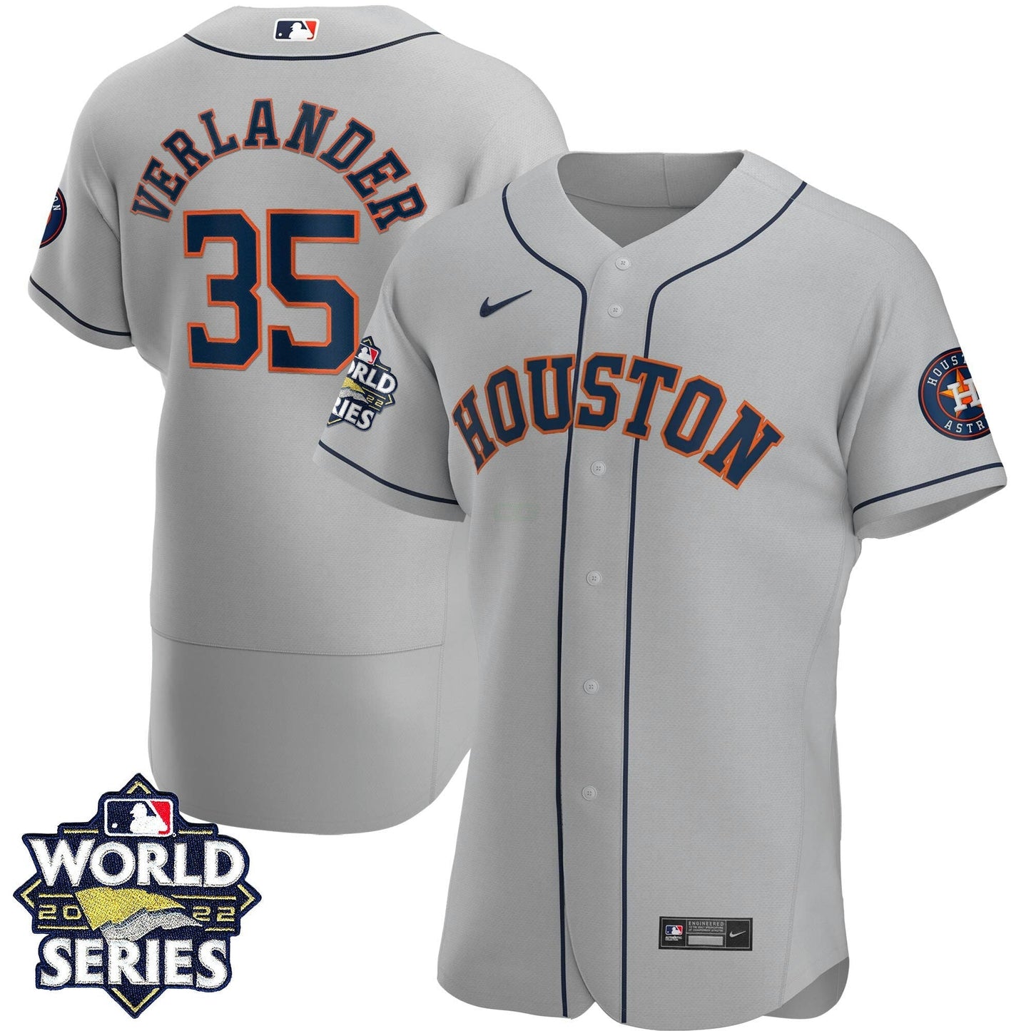 Camisa MLB Men’s Houston 2022 World Series Cinza Road Player Jersey