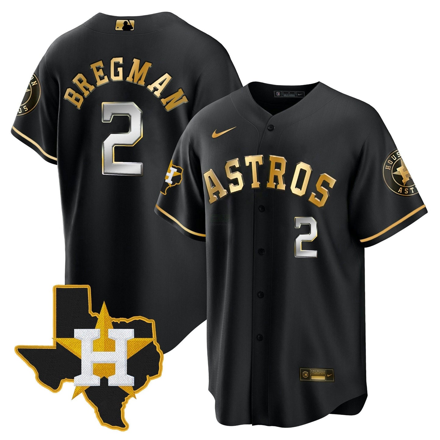 Camisa MLB Men’s Houston 2024 Dourada Jersey – Texas Patch