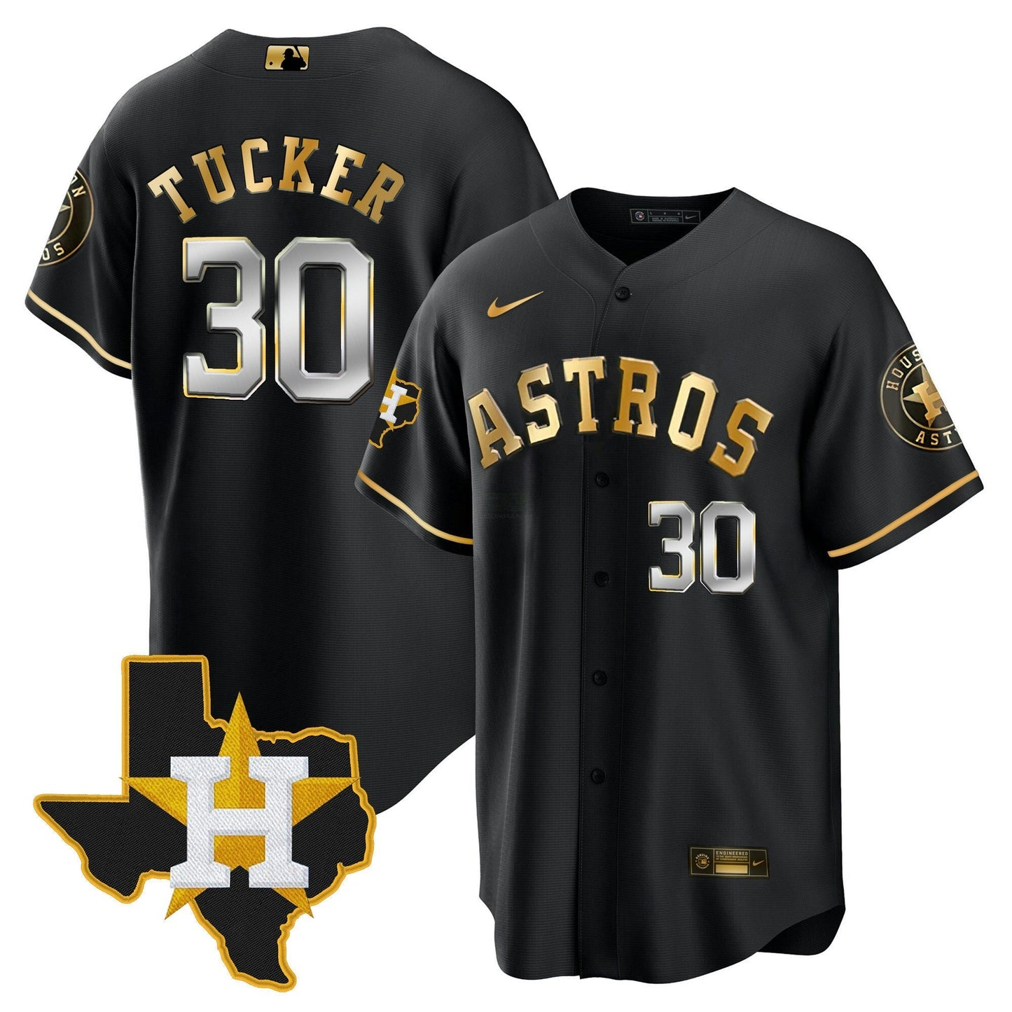 Camisa MLB Men’s Houston 2024 Dourada Jersey – Texas Patch
