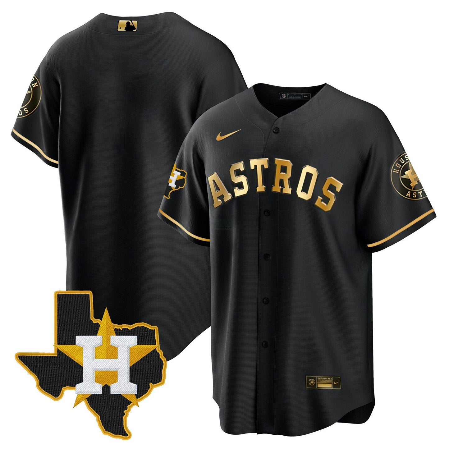 Camisa MLB Men’s Houston 2024 Dourada Jersey – Texas Patch