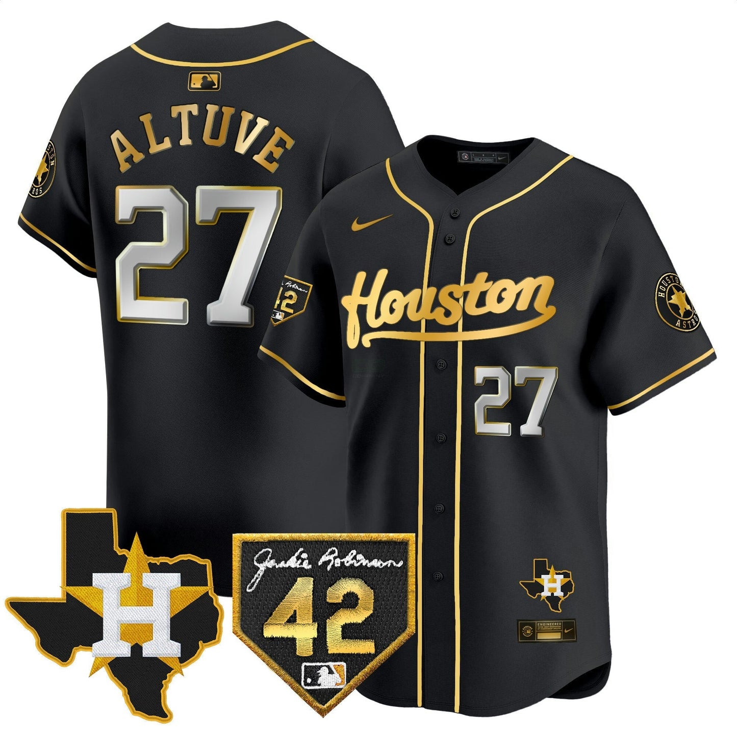 Camisa MLB Men’s Houston 2024 Jackie Robinson Patch Vapor Premier Limited Jersey